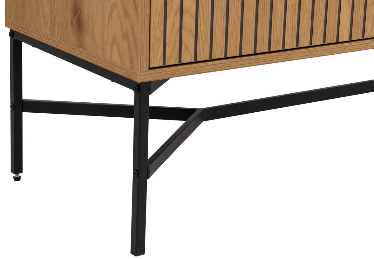 Široká komoda Jaipur š: 180 cm - čierna/farba duba, Design, kov/kompozitné drevo (180/70/40cm)