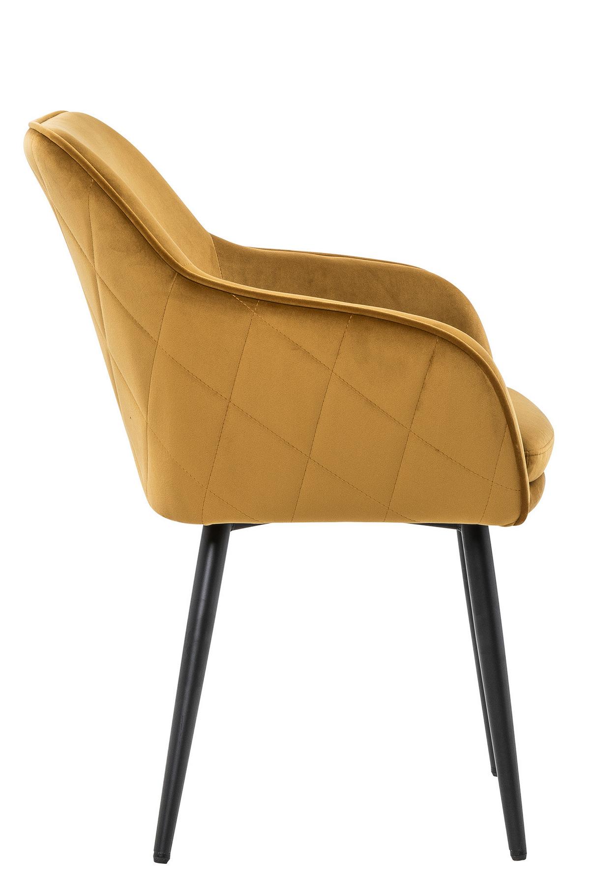 Armlehnstuhl Senfgelb B: 61cm - Senfgelb/Schwarz, MODERN, Textil/Metall (61/85/60cm) - Livetastic