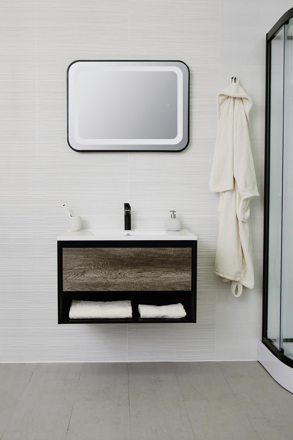 Skřínka s umývadlem Soho š: 80 cm tmavěšedá - bílá/tmavě šedá, Basics, kompozitní dřevo/kámen (80/50/46cm) - Sanotechnik