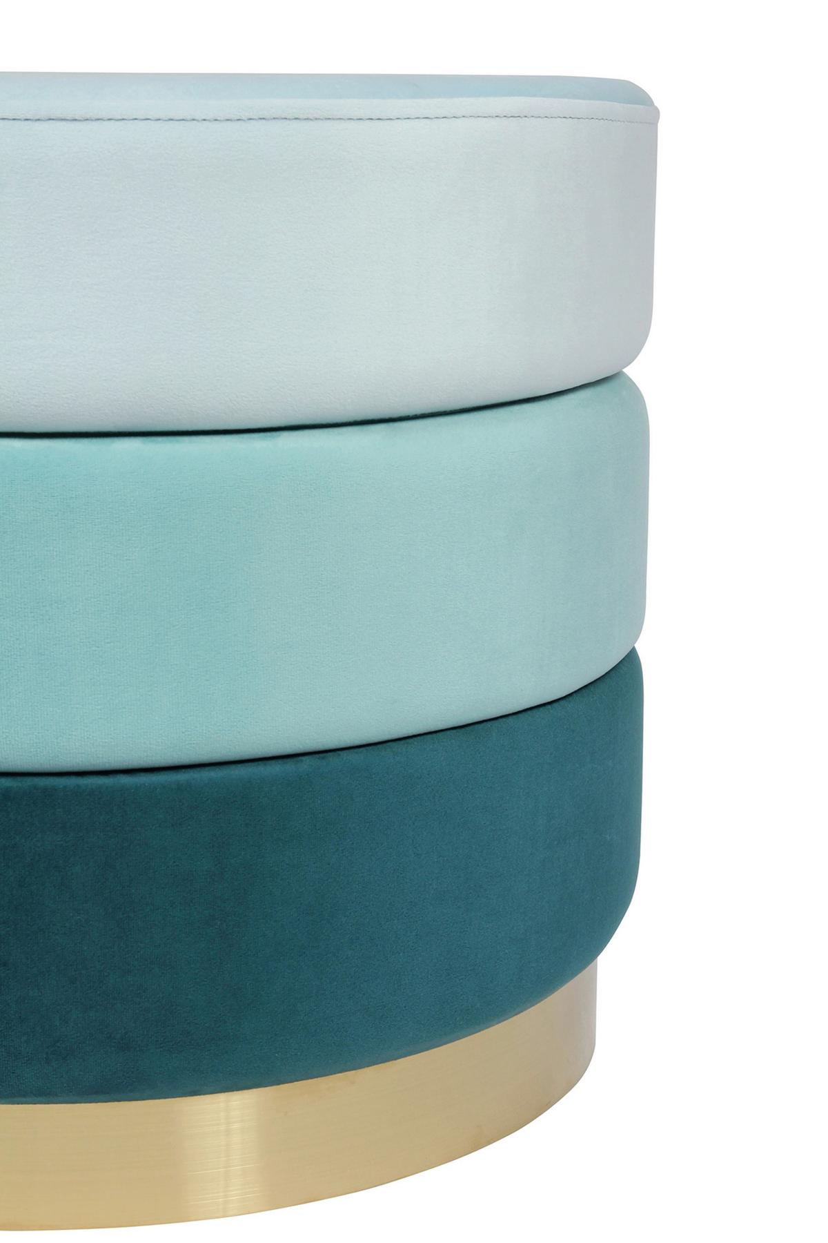 Hocker Elyse 100 Blau D: 50 Cm - Blau/Goldfarben, Design, Textil (50/42cm) - Kayoom