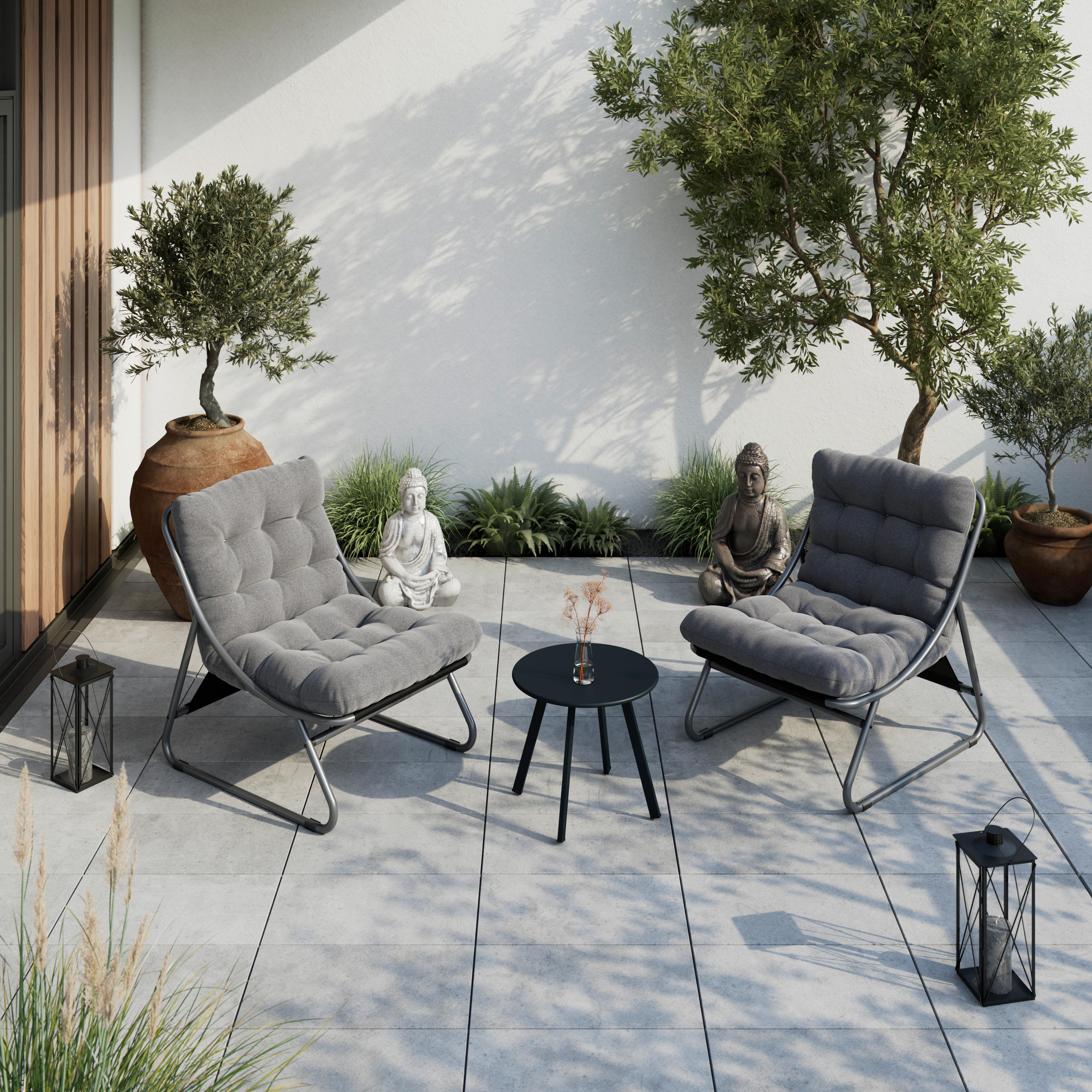 Loungesessel Kairo - Dunkelgrau/Anthrazit, MODERN, Textil/Metall (68/36/65cm) - Beldano