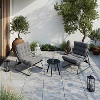 Loungesessel Kairo - Dunkelgrau/Anthrazit, MODERN, Textil/Metall (68/36/65cm) - Beldano