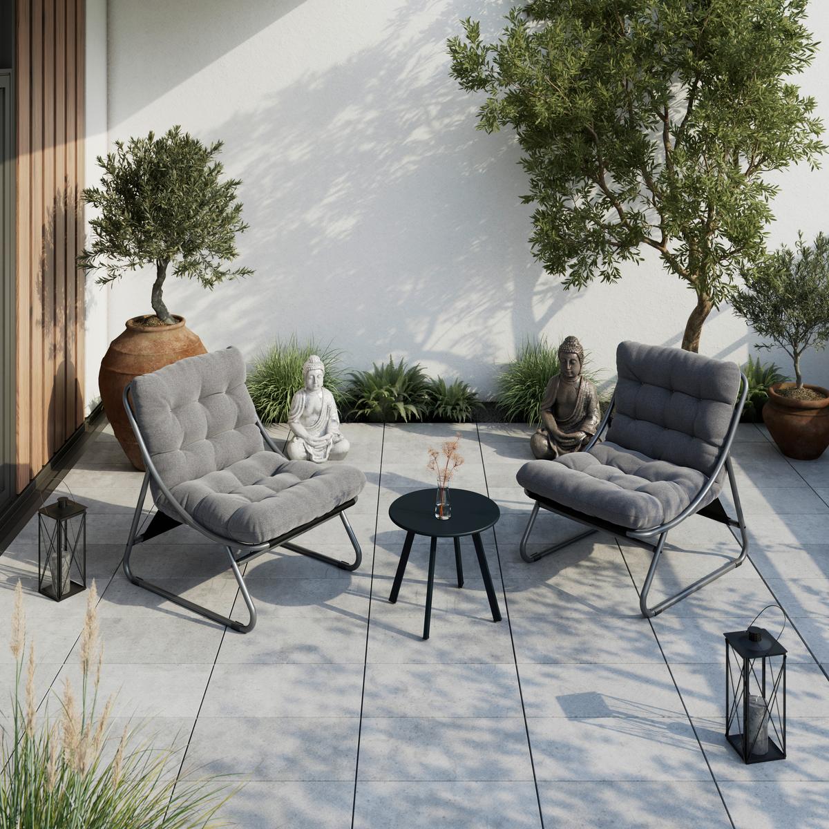 Loungesessel Kairo - Dunkelgrau/Anthrazit, MODERN, Textil/Metall (68/36/65cm) - Beldano