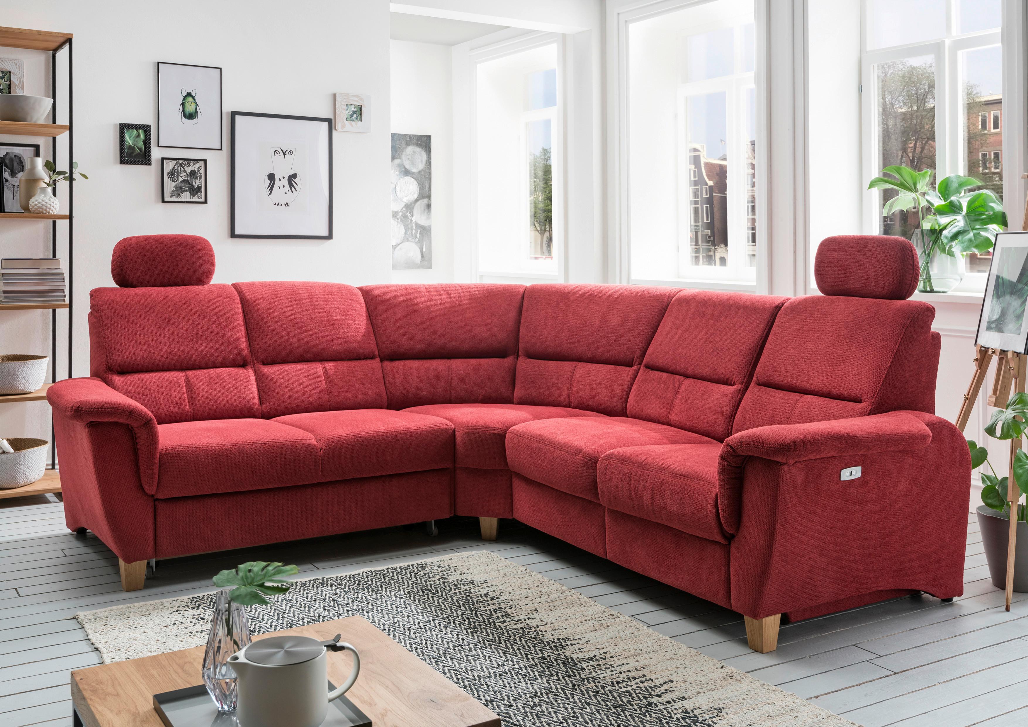 Ecksofa Parole Rot S: 238/241 cm - Wildeiche/Rot, KONVENTIONELL, Textil (238/241cm) - Livetastic