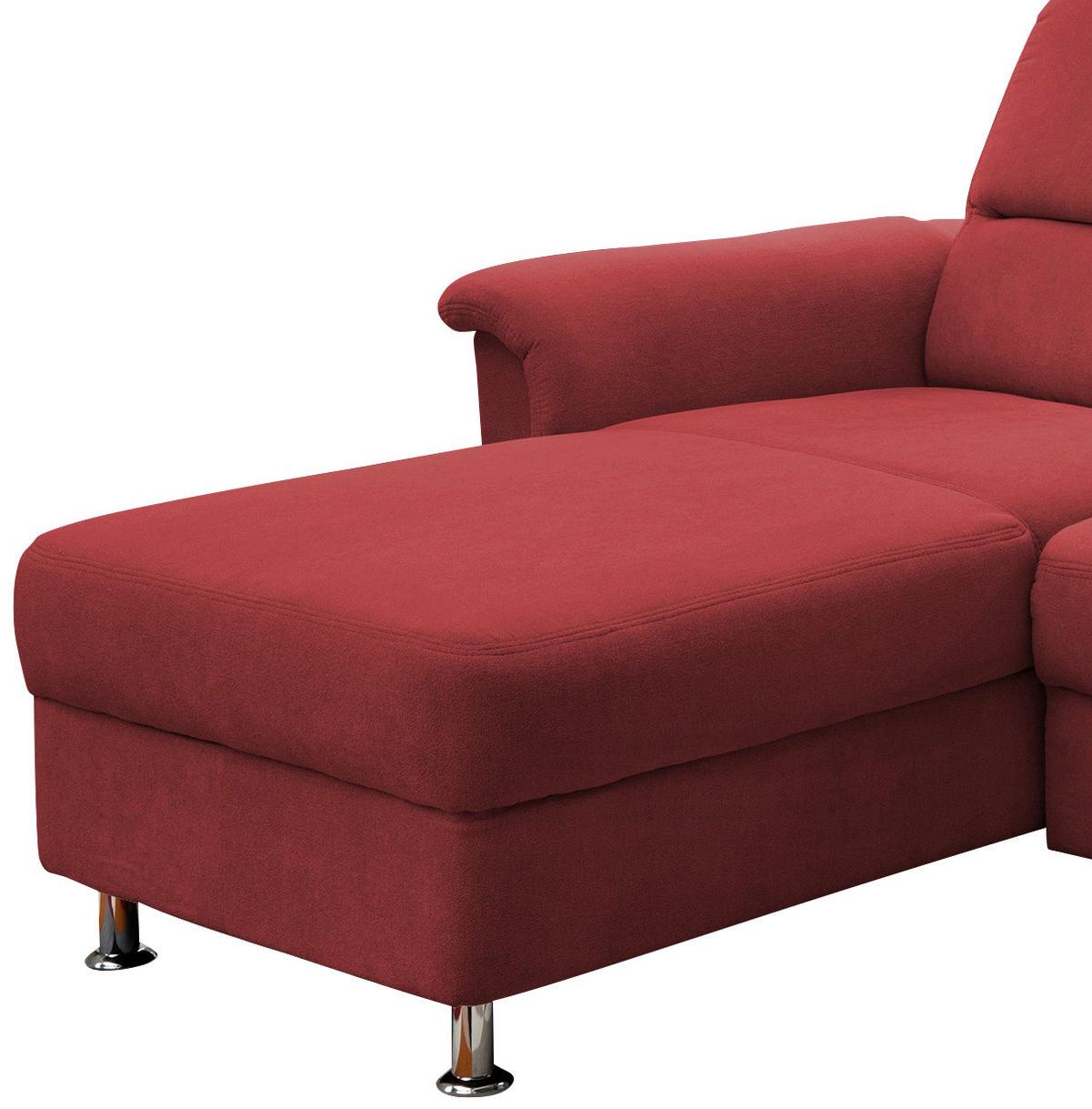Ecksofa mit Relaxfunktion + USB Anschluss Parole, Mikrof. - Chromfarben/Rot, MODERN, Textil (165/231cm) - Livetastic