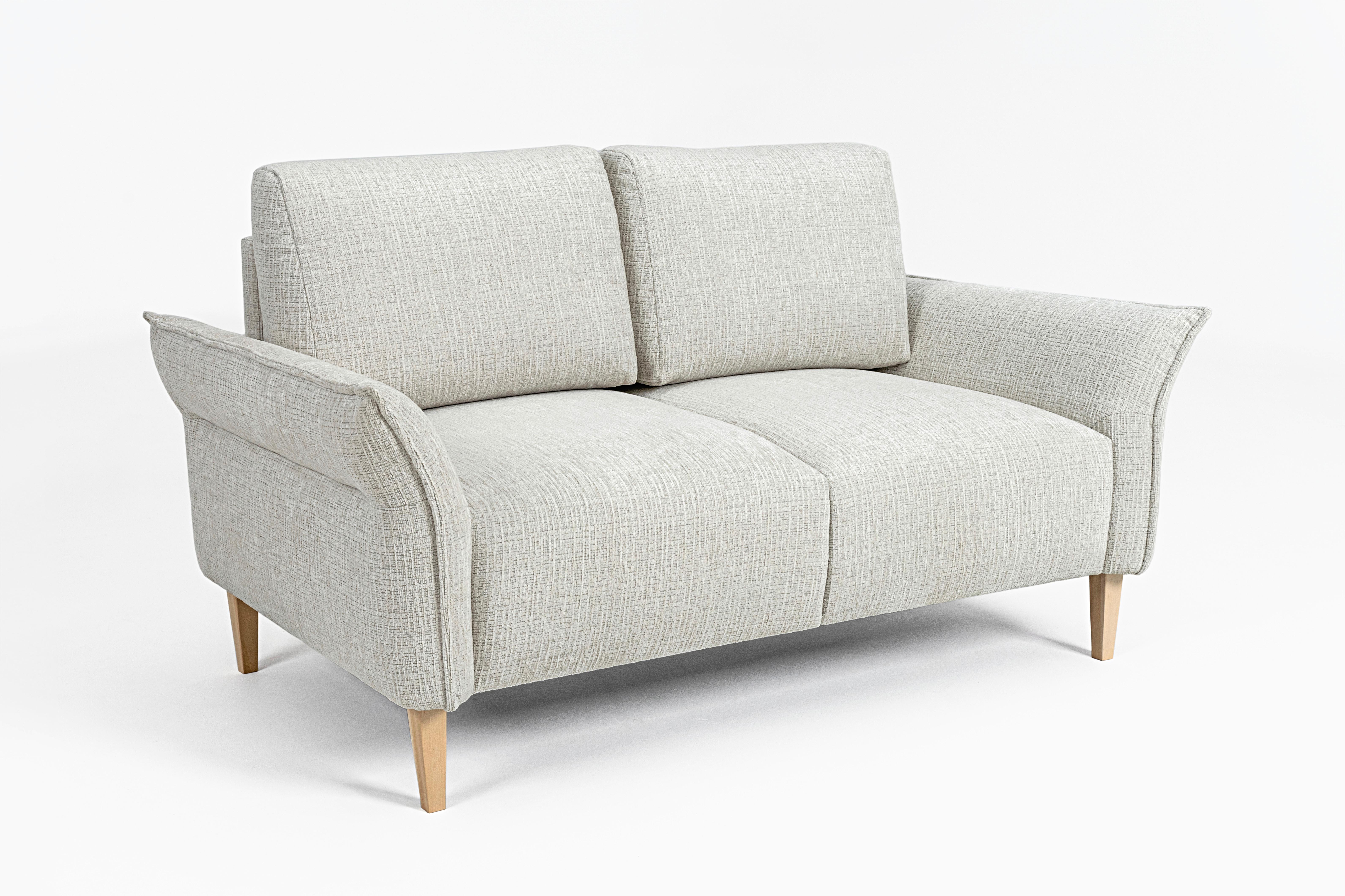 Dvoumístná pohovka CUSTOM, krémová - barvy dubu/krémová, Moderní, dřevo/textil (150/85/92cm) - Mömax