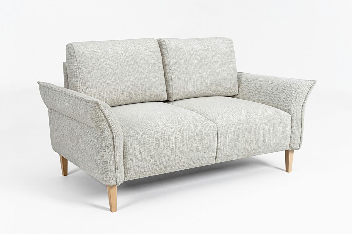 Dvoumístná pohovka CUSTOM, krémová - barvy dubu/krémová, Moderní, dřevo/textil (150/85/92cm) - Mömax