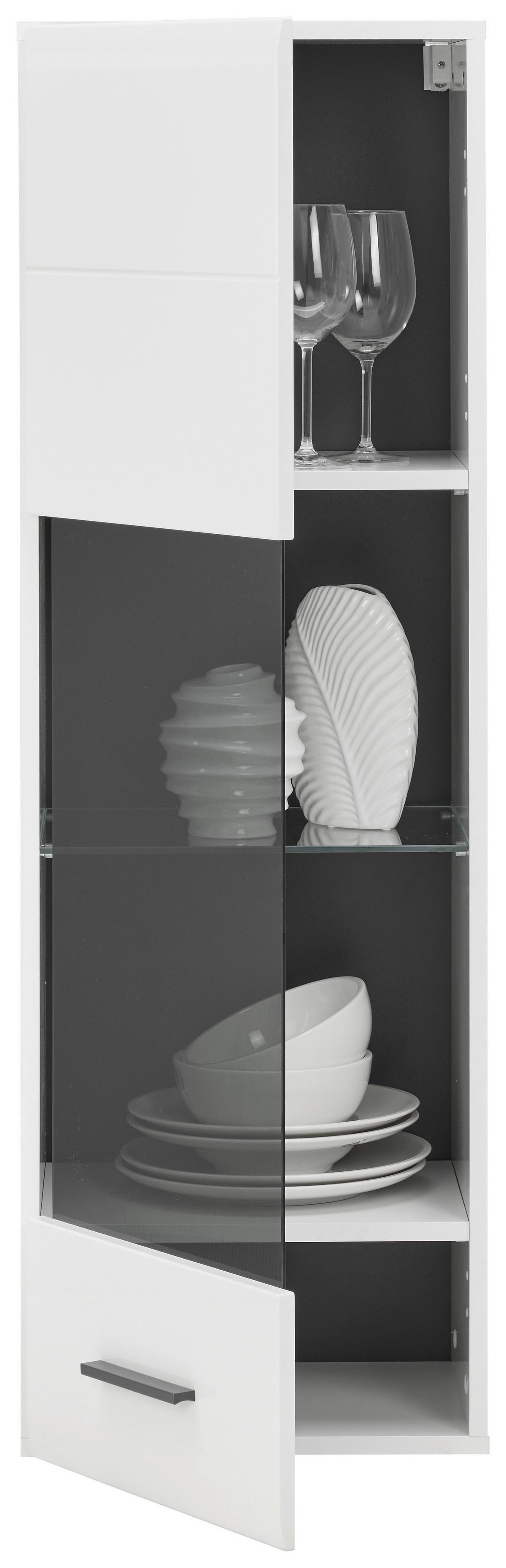 Hängevitrine Avanti Weiß, Anthrazit B: 40cm - Anthrazit/Weiß, MODERN, Glas/Holzwerkstoff (40/122/35cm) - Hom`in