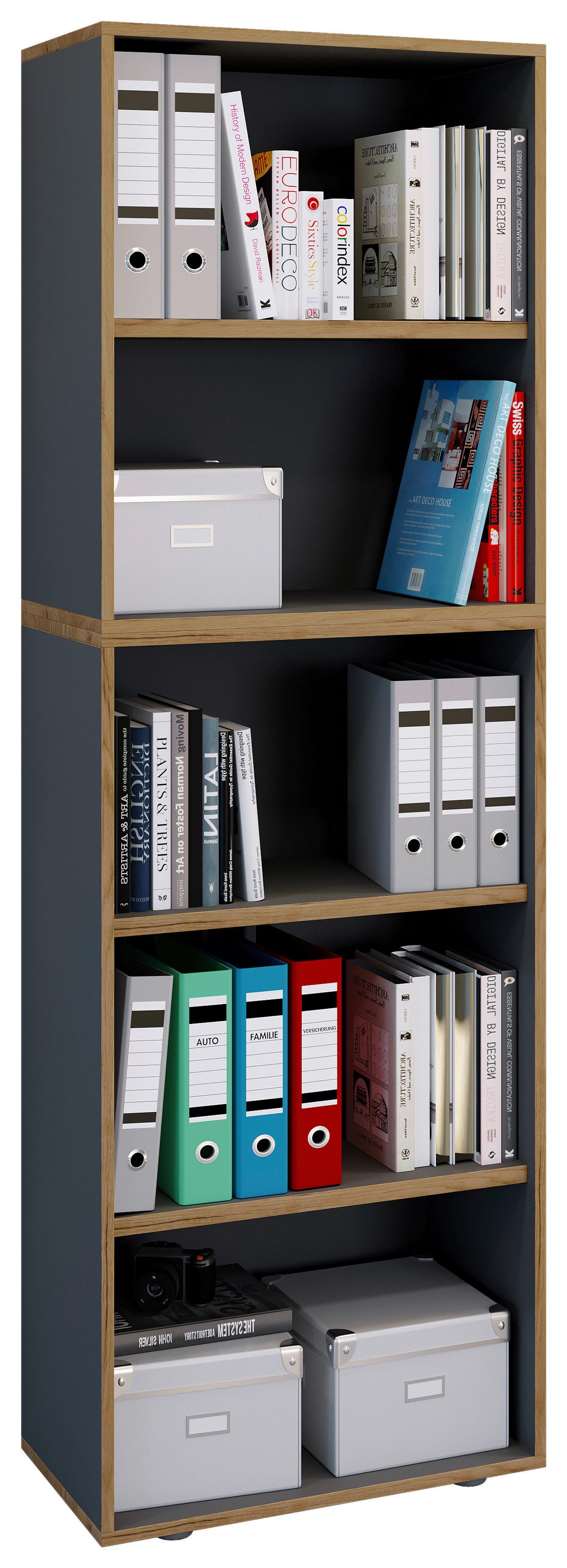 REGÁL NA DOKUMENTY SALIA B60 - černá/antracitová, Design, kompozitní dřevo/plast (60/183/33cm) - P & B