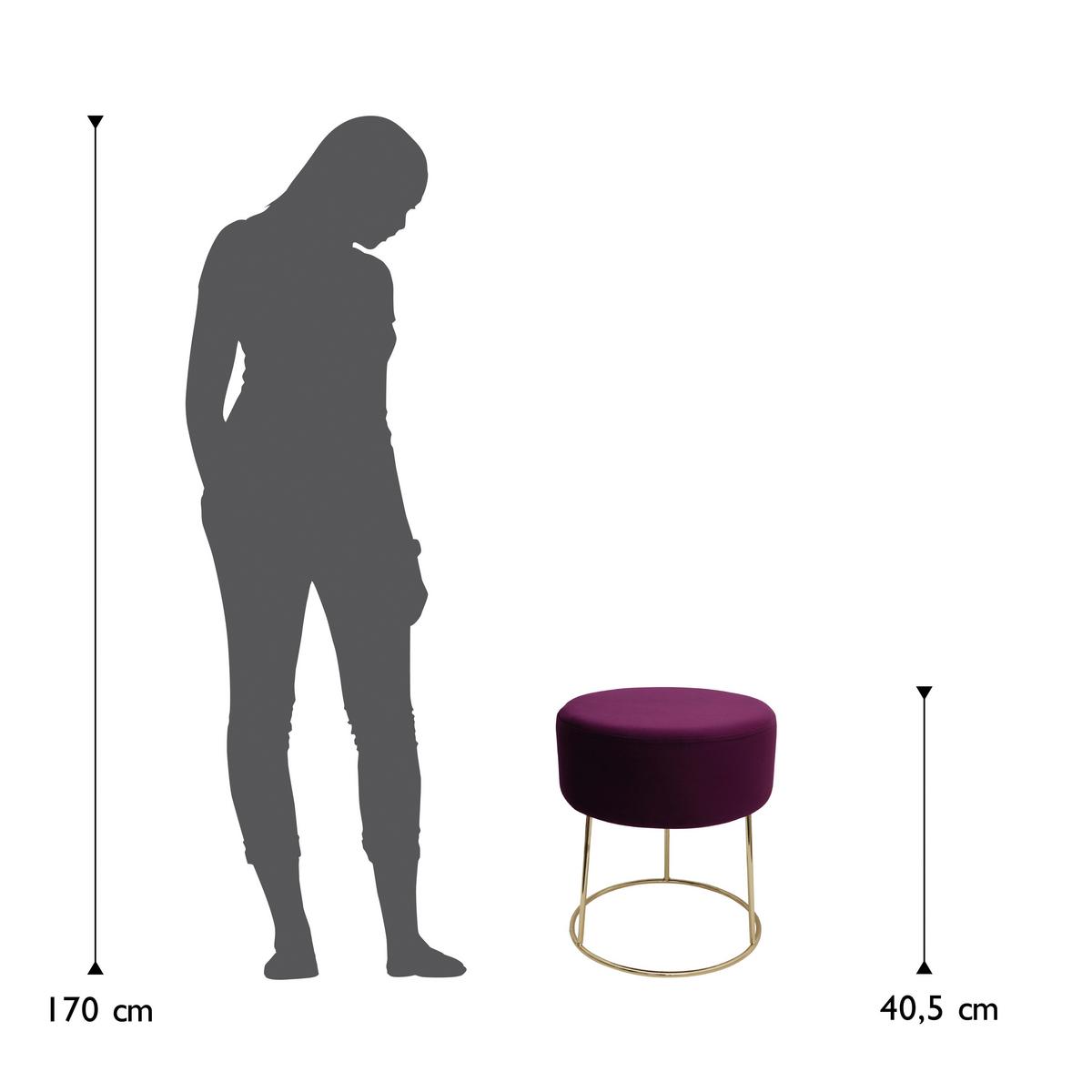 Hocker Marilyn Samt Beere Sitz Gepolstert H: 40,5 cm - Beere/Goldfarben, Design, Textil (35,5/40,5/35,5cm) - Echtwerk