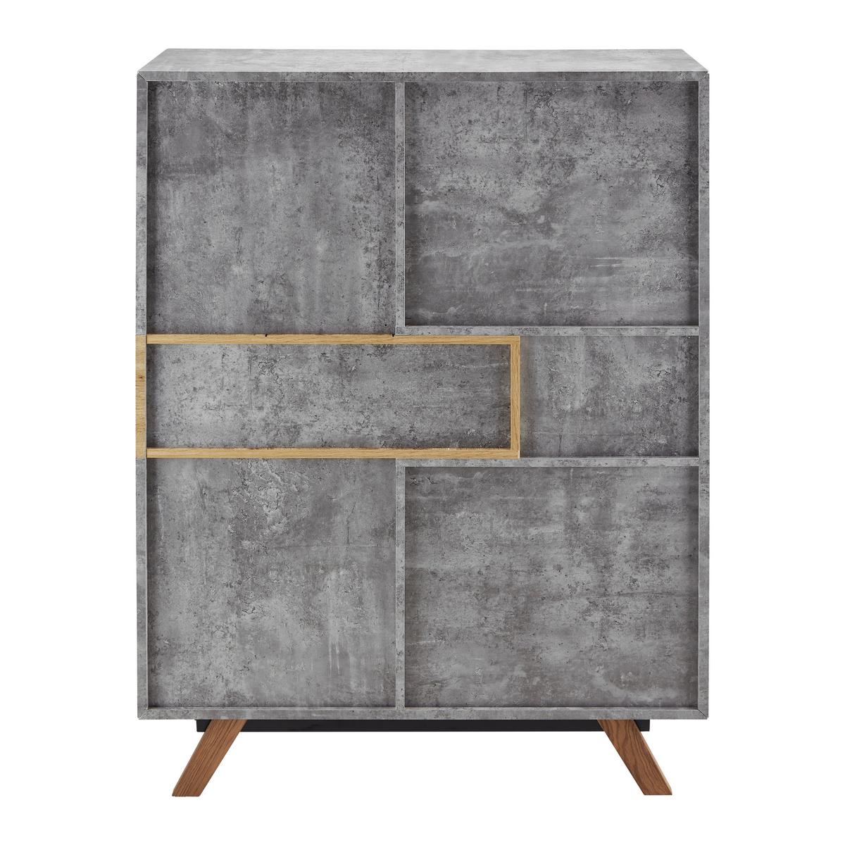 Komoda CASPER - sivá/farba duba, Modern, drevo (100/133,5/40cm) - Modern Living