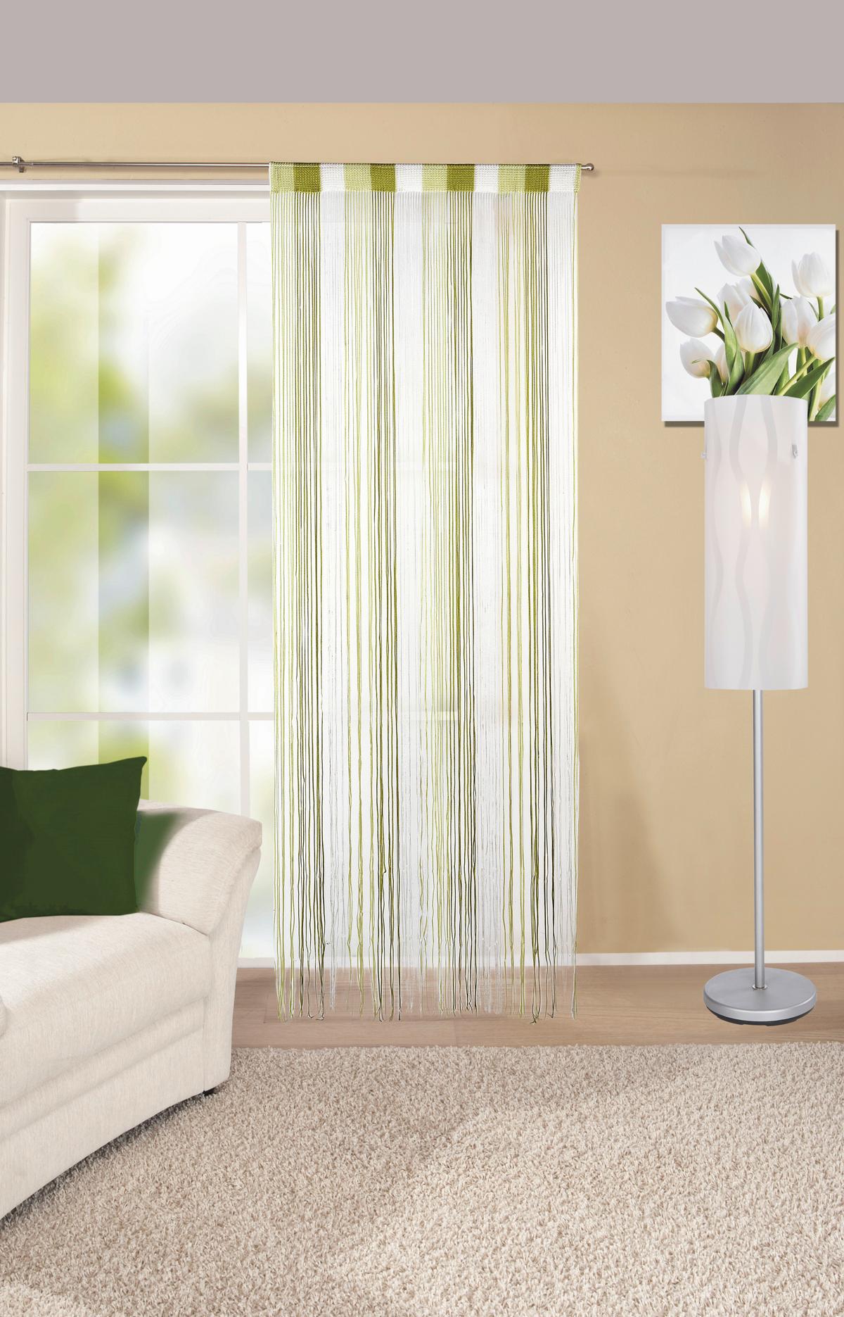 Fadenvorhang + Stangendurchzug Rita 90x245 Cm Grün/weiß - Dunkelgrün/Weiß, KONVENTIONELL, Textil (90/245cm) - Luca Bessoni