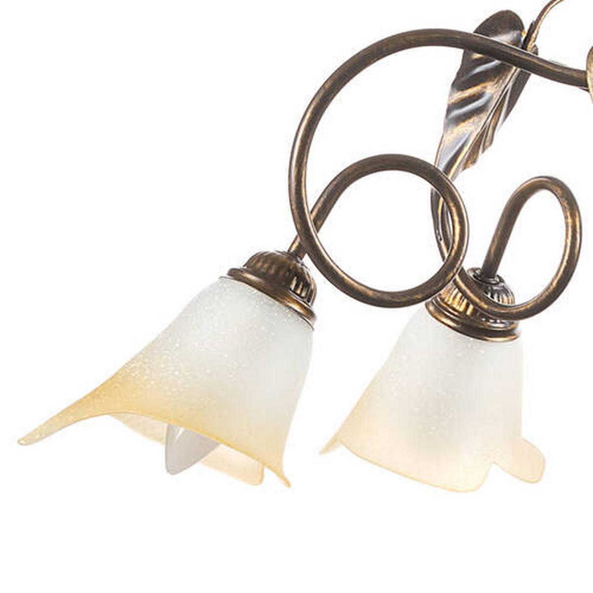 Kronleuchter 4620/5 - Bronzefarben/Olivgrün, Natur, Glas/Metall (90/130cm)