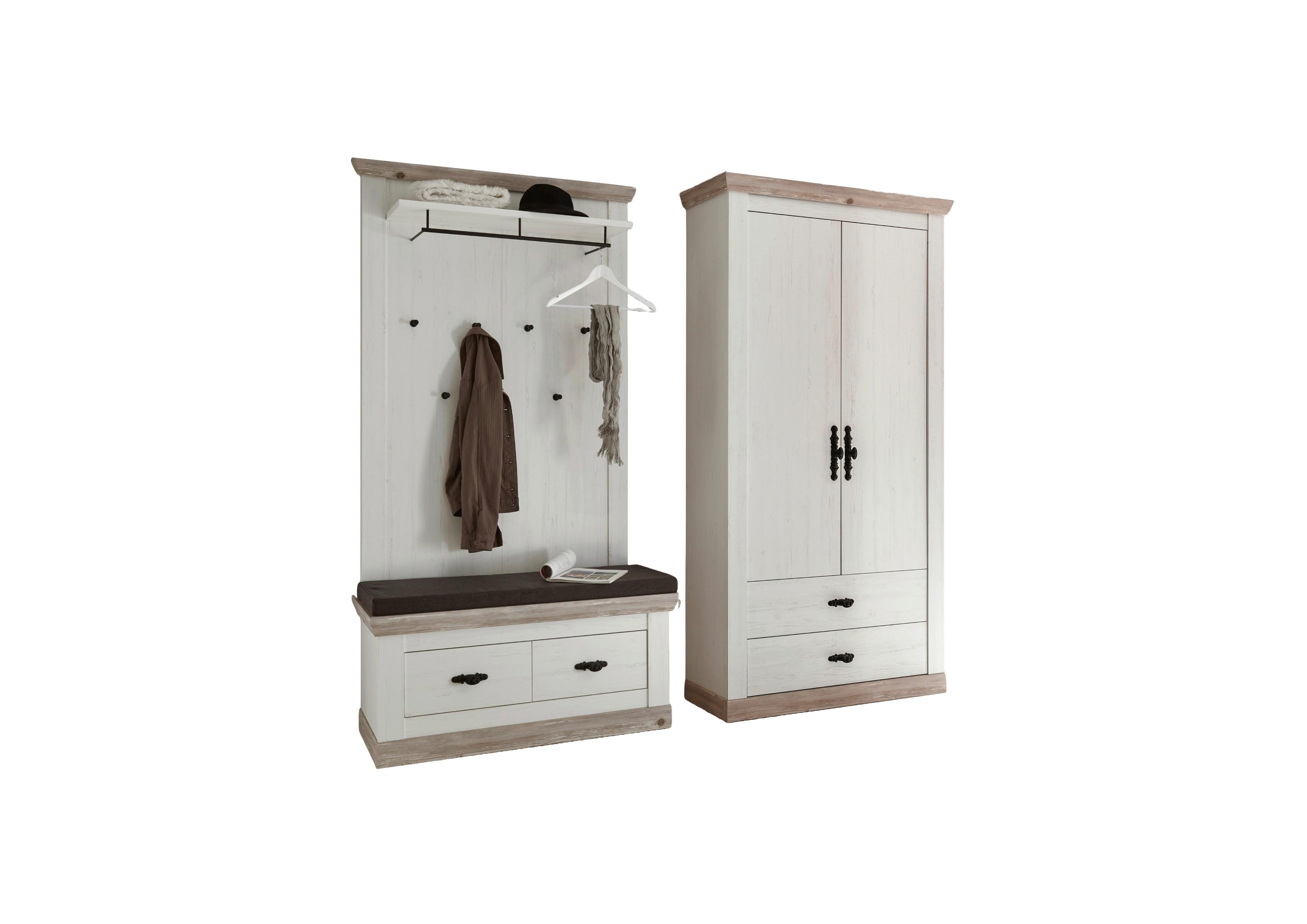 Garderobe Florenz Pinienfarb./Hellbraun B: 224cm - Hellbraun/Pinienfarben, Design, Holzwerkstoff (224/201/45cm) - MID.YOU