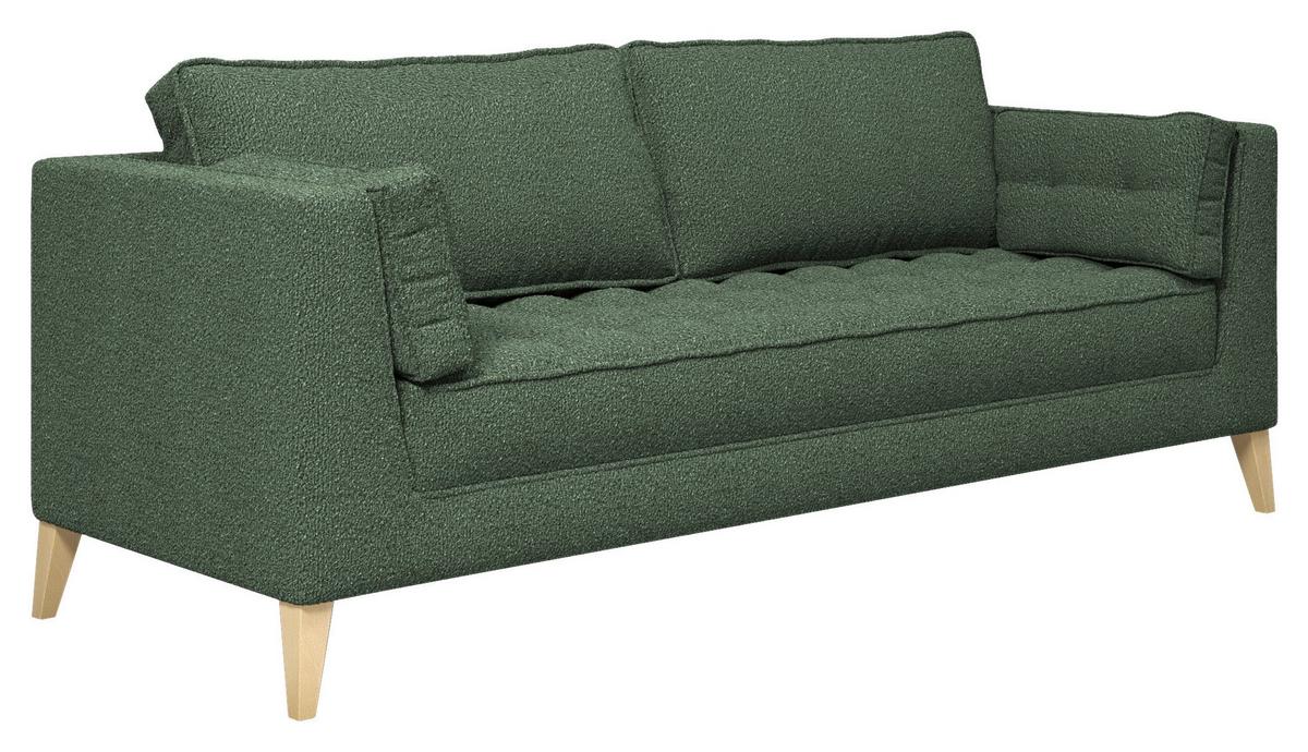 3-sitzer-sofa Doti - Dunkelgrün/Naturfarben, Design, Textil (170/95/85cm) - MID.YOU