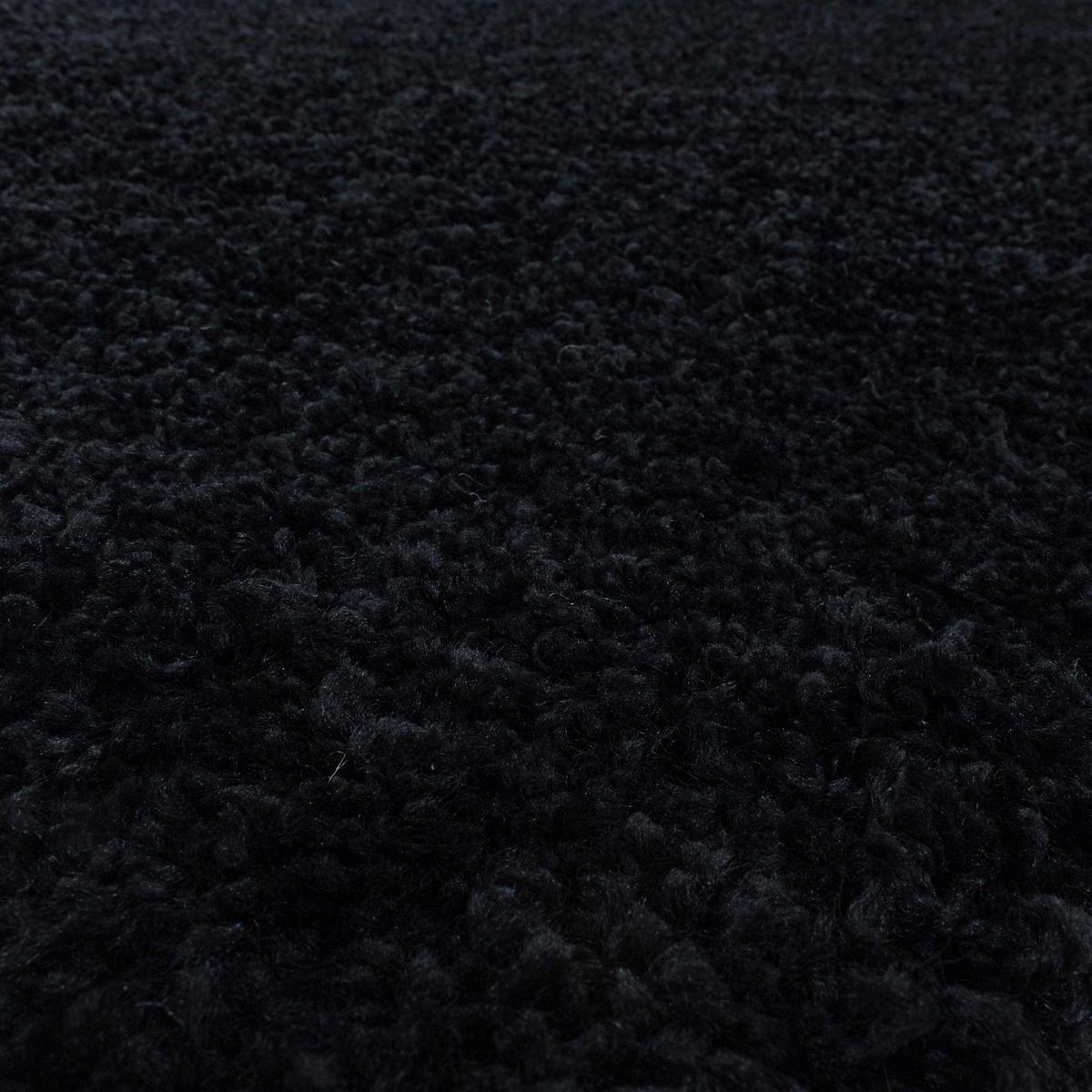 Hochflor Teppich Schwarz Naturfaser Sydney Rund Ø 80 Cm - Schwarz, Basics, Textil (80cm)