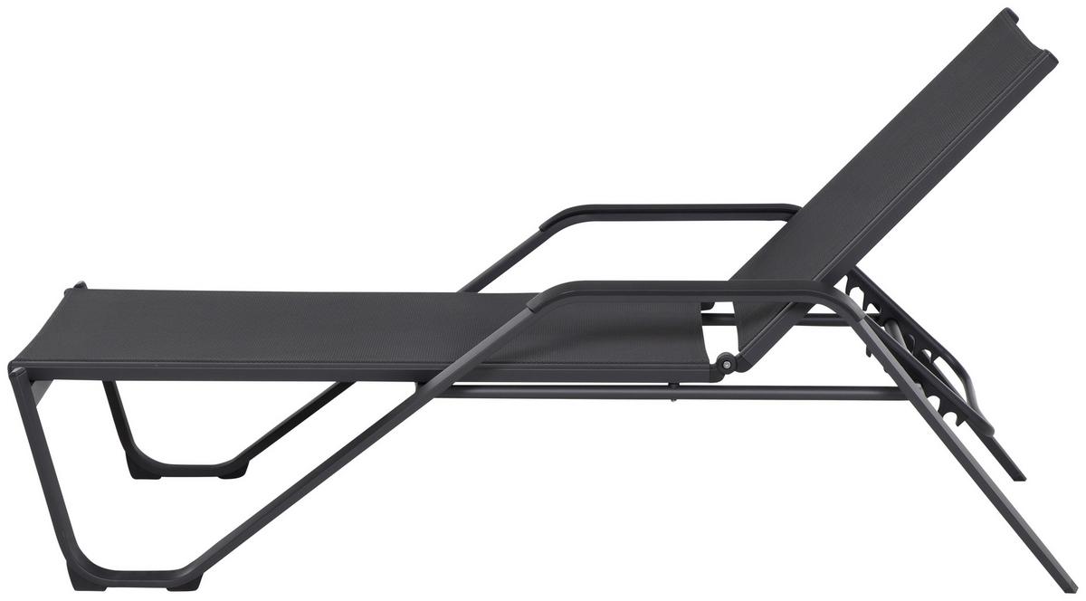 Gartenliege Tesoro Aluminium/ Netzgewebe Verstellbar - Anthrazit/Schwarz, KONVENTIONELL, Textil/Metall (70/108/195cm) - Siena Garden