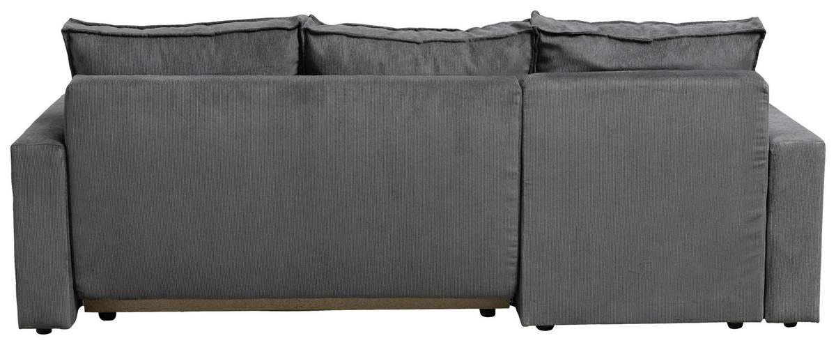 Ecksofa Potaro Feincord grau, S: 238x148cm - Schwarz/Grau, Trend, Holz/Kunststoff (238/148cm)