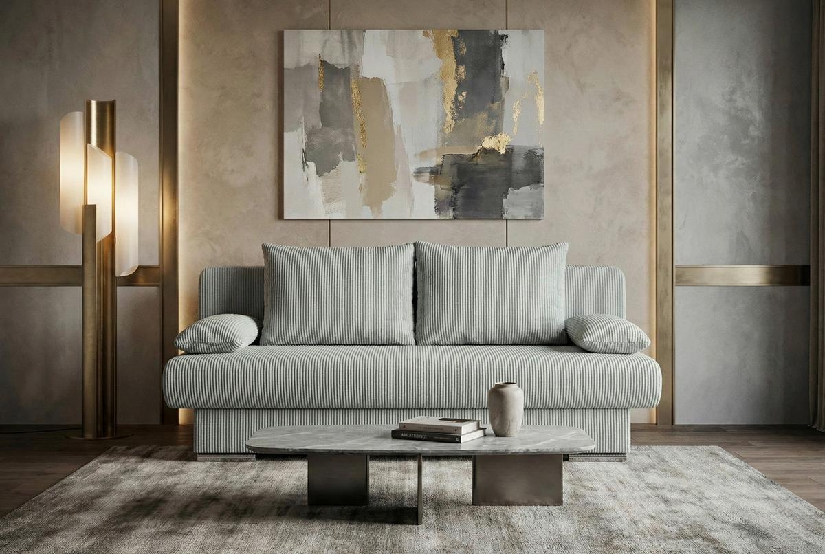 Schlafsofa Bora Mintgrün B: 193 cm - Chromfarben/Schwarz, Design, Holzwerkstoff/Textil (193/86/85cm) - P & B