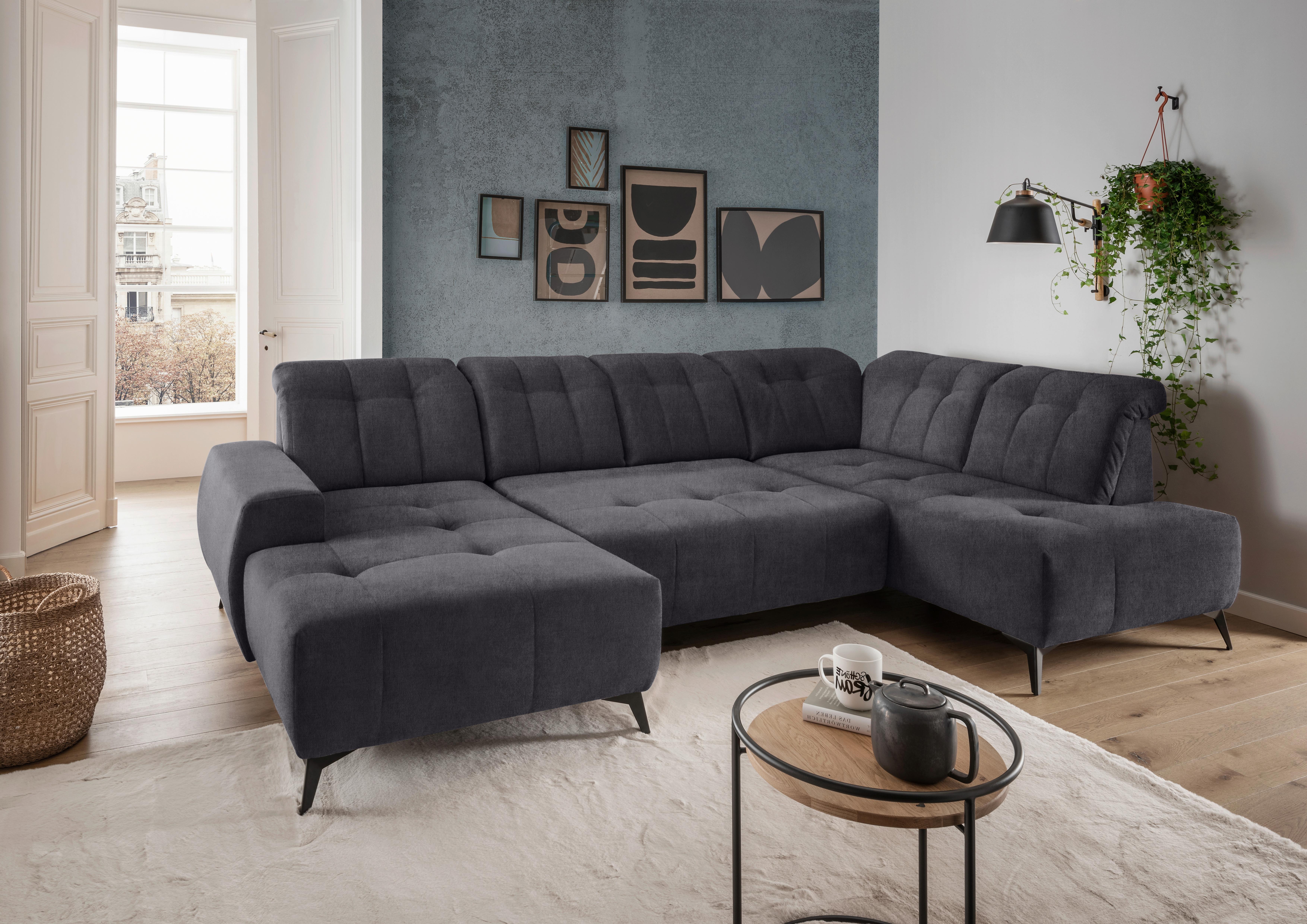 Ecksofa, Sitzvorzug Elektrisch Sano, Anthrazit, 180x337x200cm - Anthrazit/Schwarz, MODERN, Textil (180/337/200cm) - Livetastic