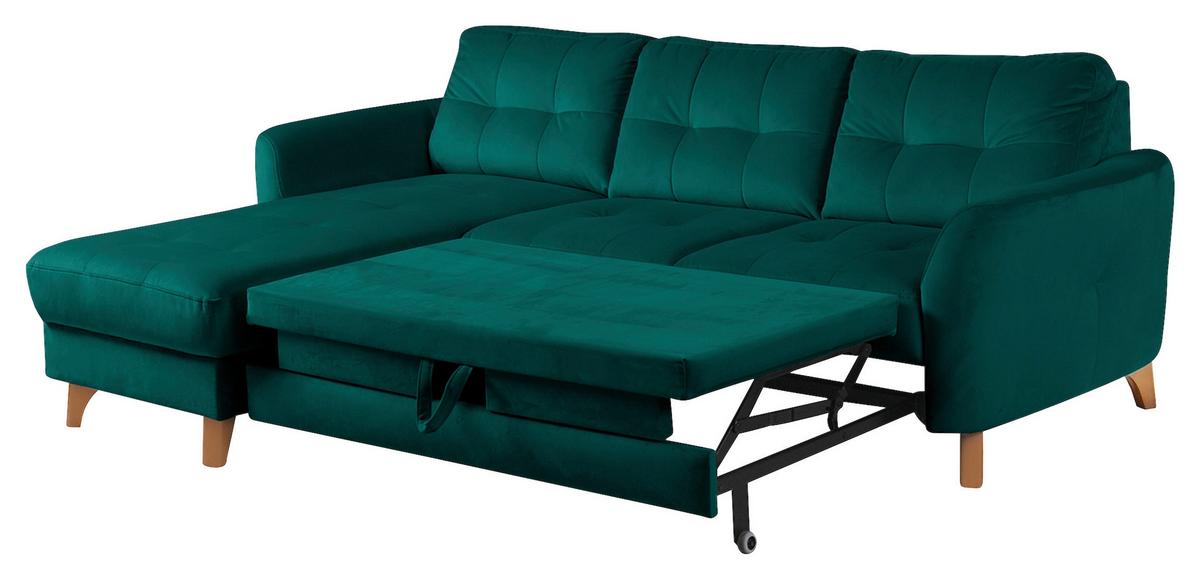 Ecksofa Nordic. Petrol S: 168x238 cm - Buchefarben/Petrol, Design, Textil (168/238cm) - Livetastic