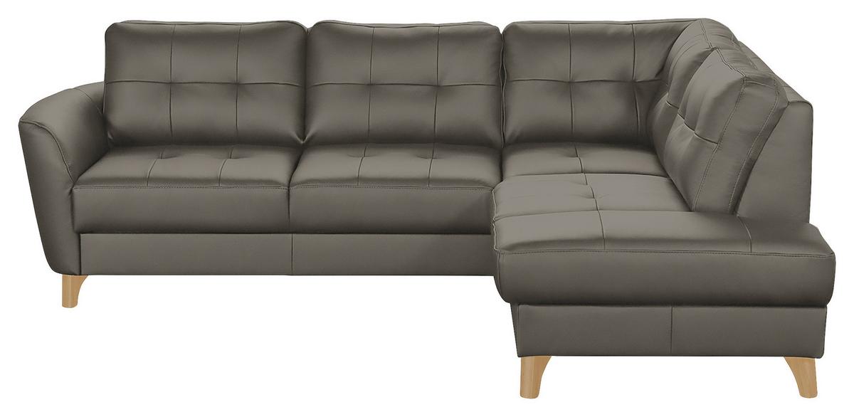 Ecksofa Nordic Schlammfarben S: 236x190 cm - Schlammfarben/Buchefarben, Design, Leder/Textil (236/190cm) - Livetastic