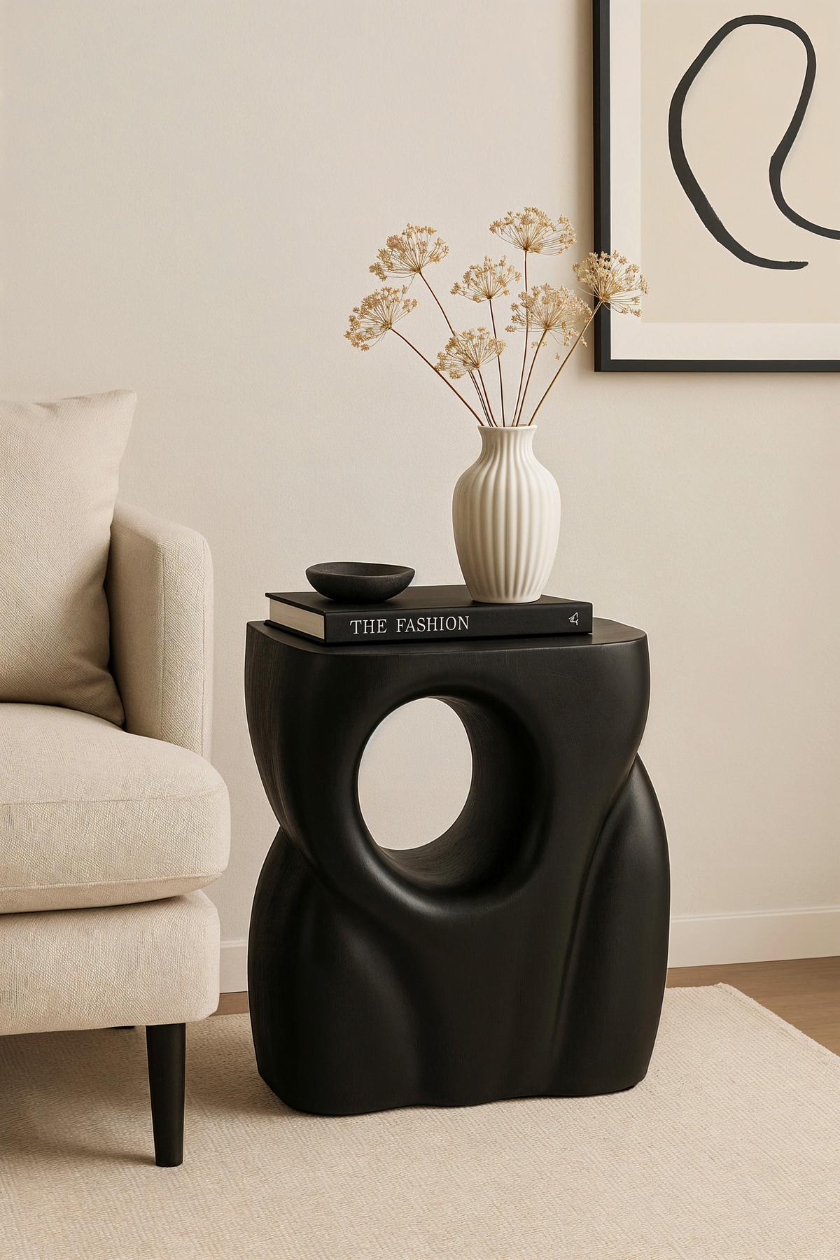 Beistelltisch Schwarz B: 36 cm - Schwarz, Design, Holz (36/26/41cm) - MID.YOU