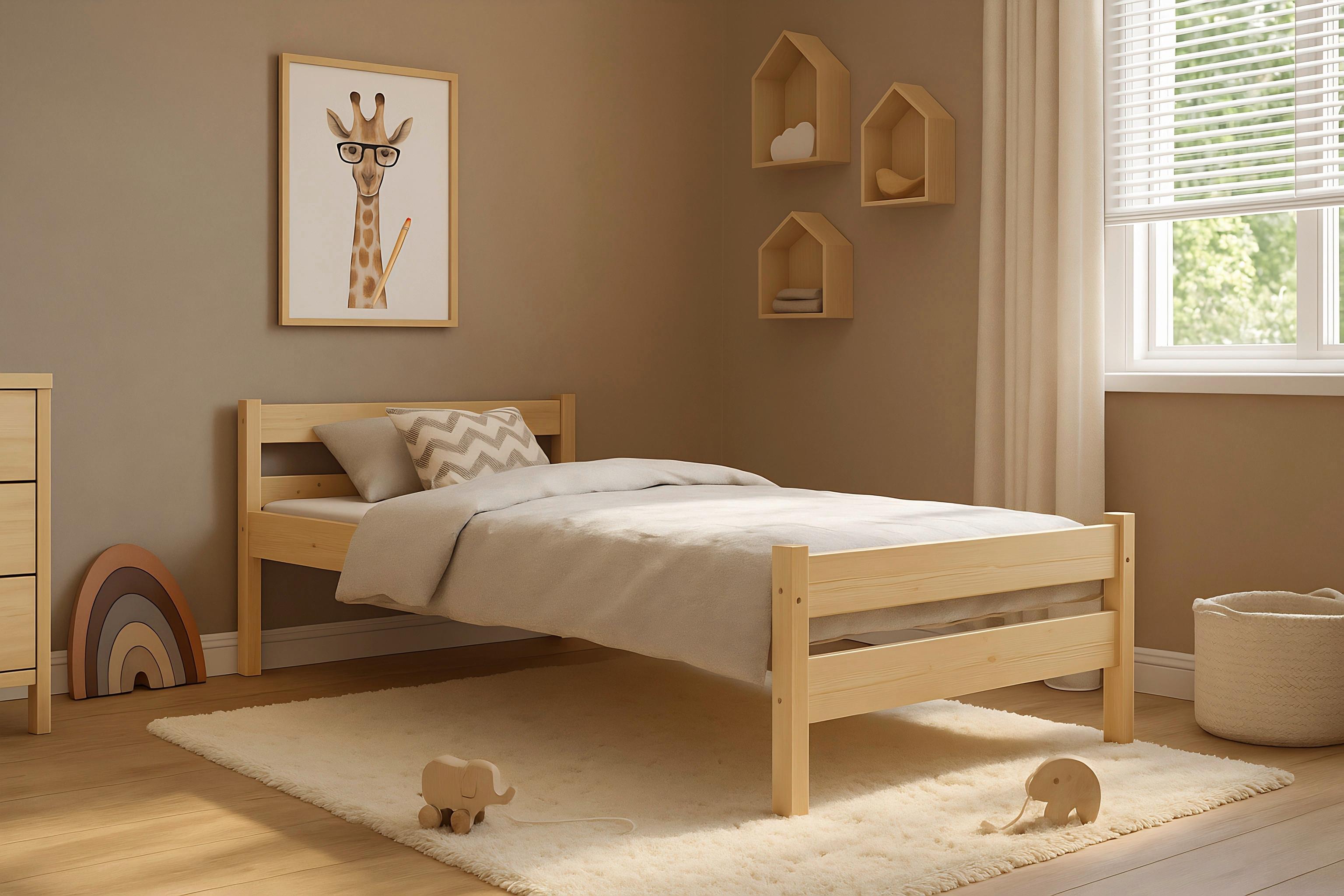 Kinder-/Juniorbett Aleks Kiefer Echtholz B: 90cm - Kieferfarben, MODERN, Holz (90/180cm) - MID.YOU
