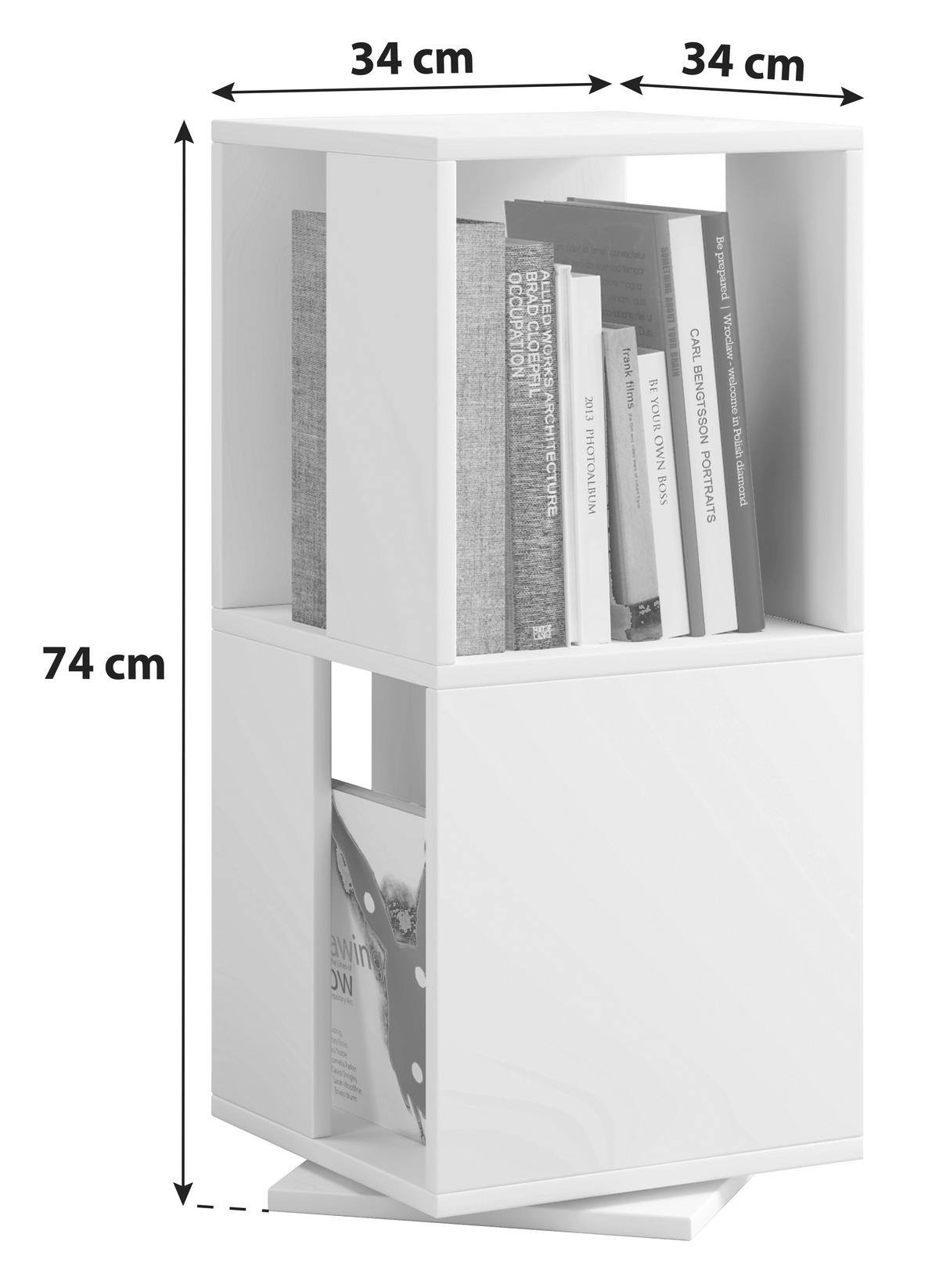Standregal  Drehbar Stifta L B: 34 Cm Weiß - Weiß, Basics, Holzwerkstoff (34/74/34cm) - MID.YOU
