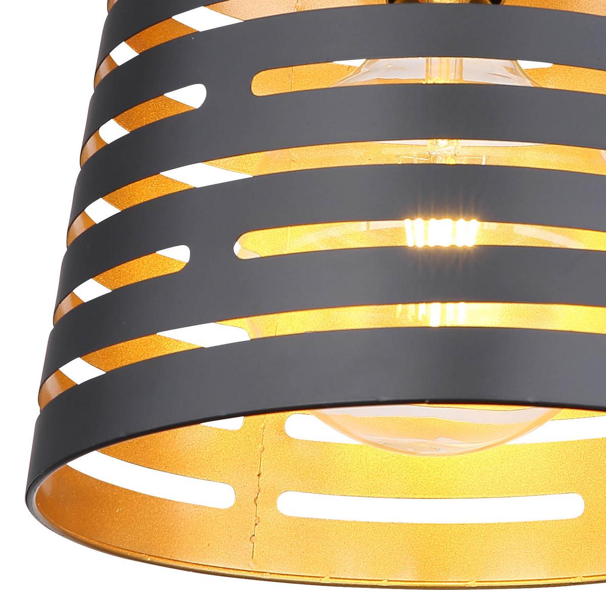 Hängeleuchte Ablona H: 120 cm 1-Flammig, Schwarz/Gold - Goldfarben/Schwarz, Natur, Holz/Metall (25/120cm) - Globo