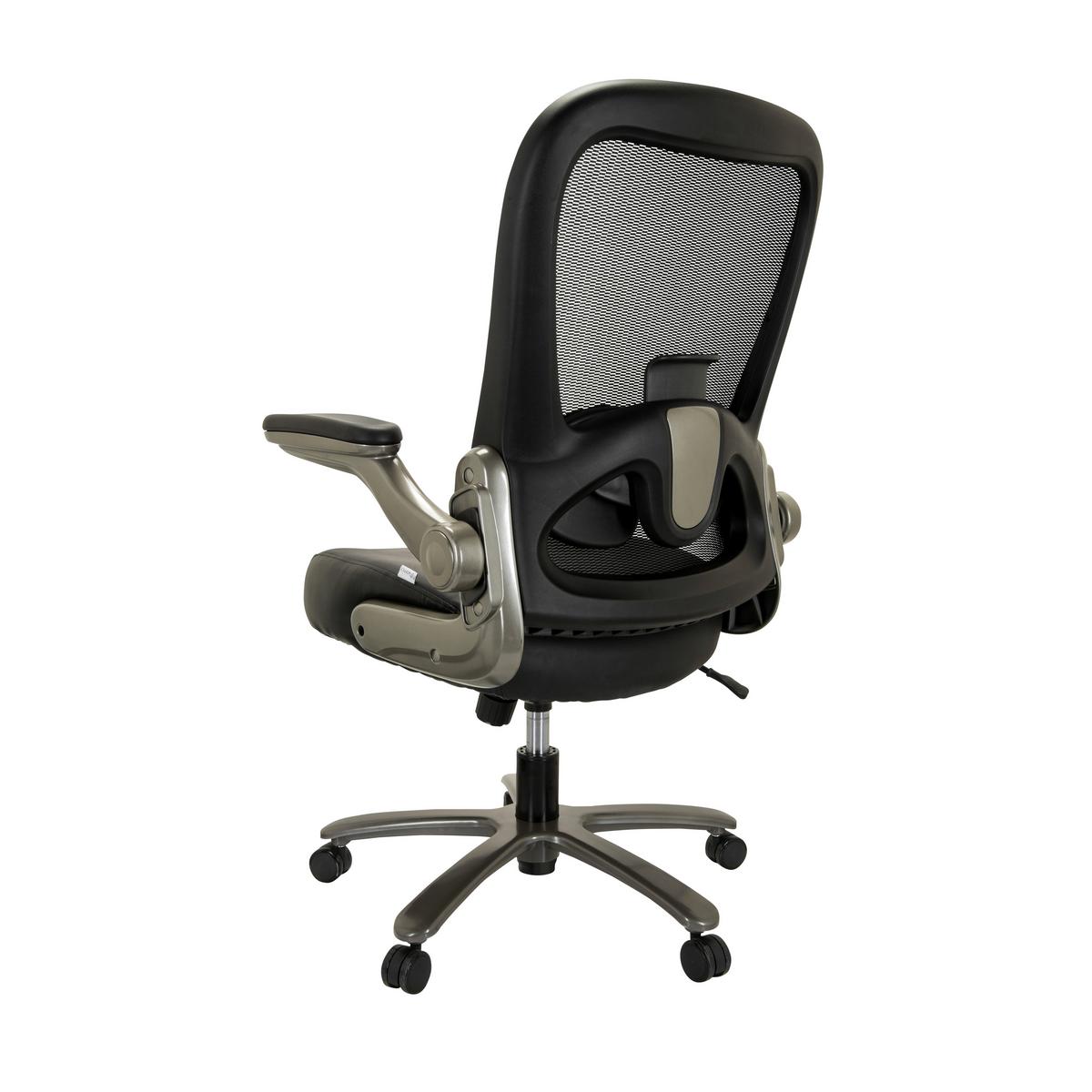 Drehstuhl Instructor Schwarz Bis 220 Kg - Silberfarben/Schwarz, Basics, Leder/Kunststoff (75/122/68cm) - MID.YOU