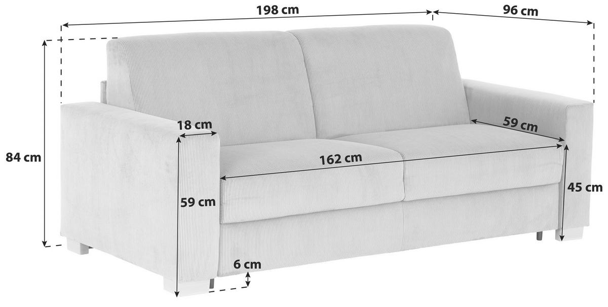 Schlafsofa Grau Lucy 198x96 cm - Schwarz/Naturfarben, MODERN, Holz (198/84/96cm) - Luca Bessoni