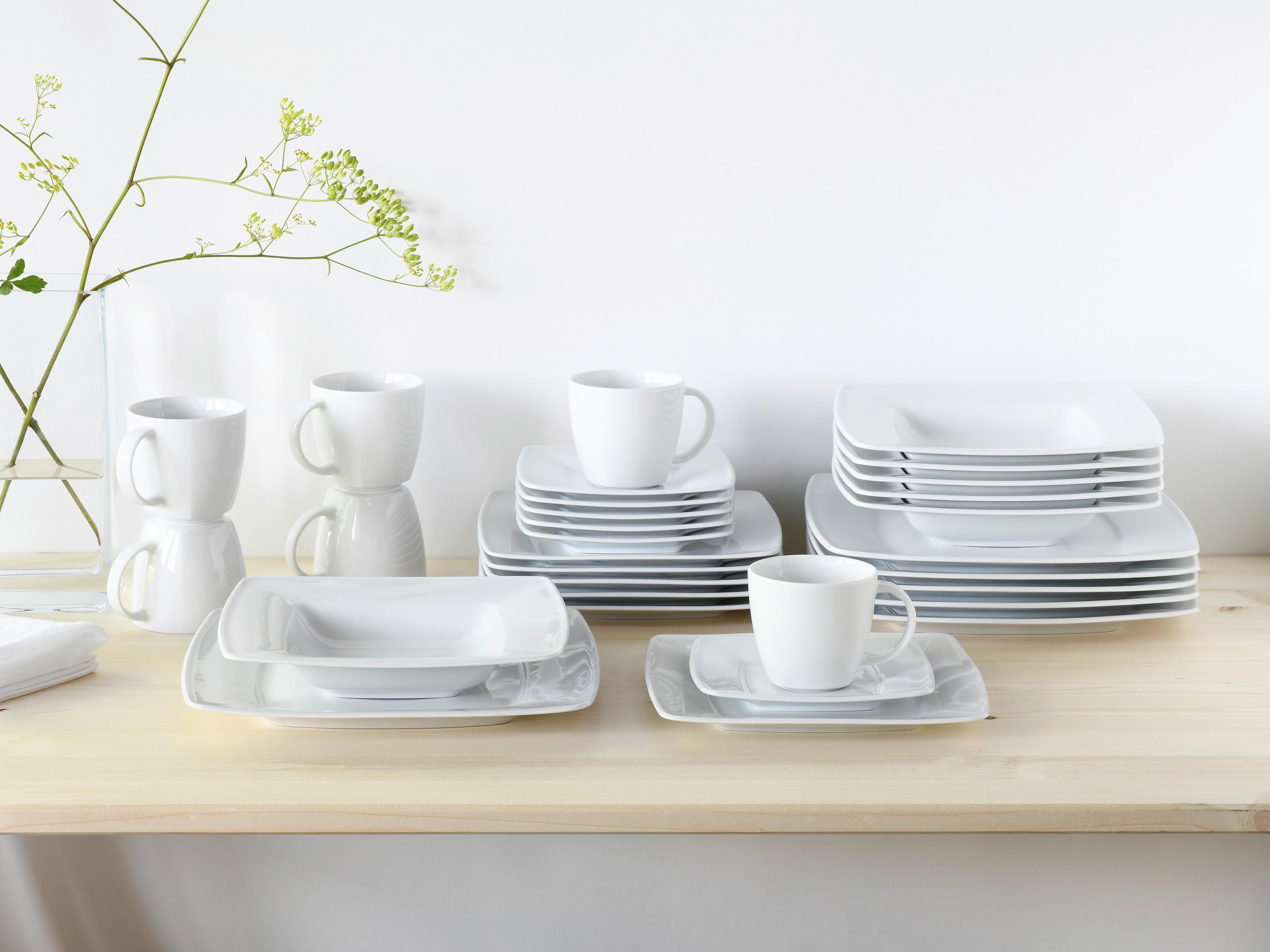 Kombiservice Victoria Porzellan 6 Personen - Weiß, Basics, Keramik - Creatable