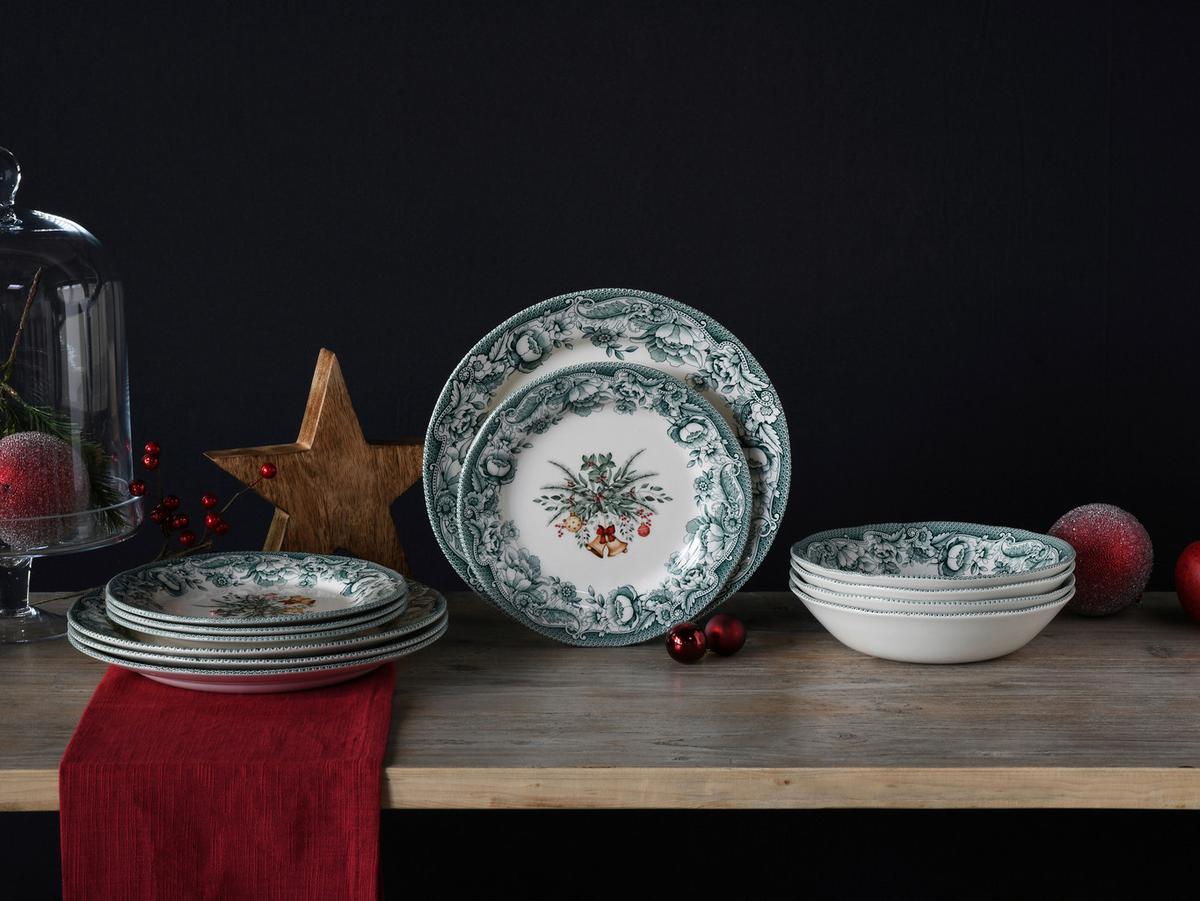Tafelservice Weihnachten 12-Tlg., Grün - Grün, Basics, Keramik - Creatable
