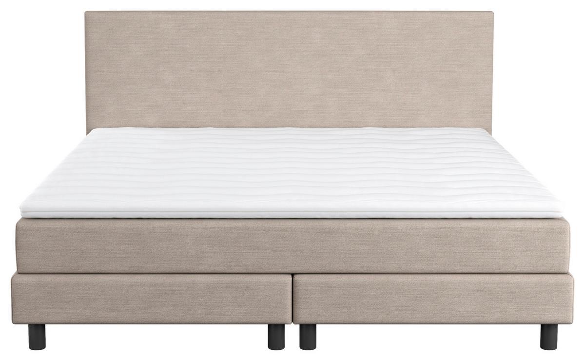 Boxbett mit Topper Andorra 160x200 cm Beige - Beige/Schwarz, MODERN, Holzwerkstoff/Textil (160/200cm) - MID.YOU