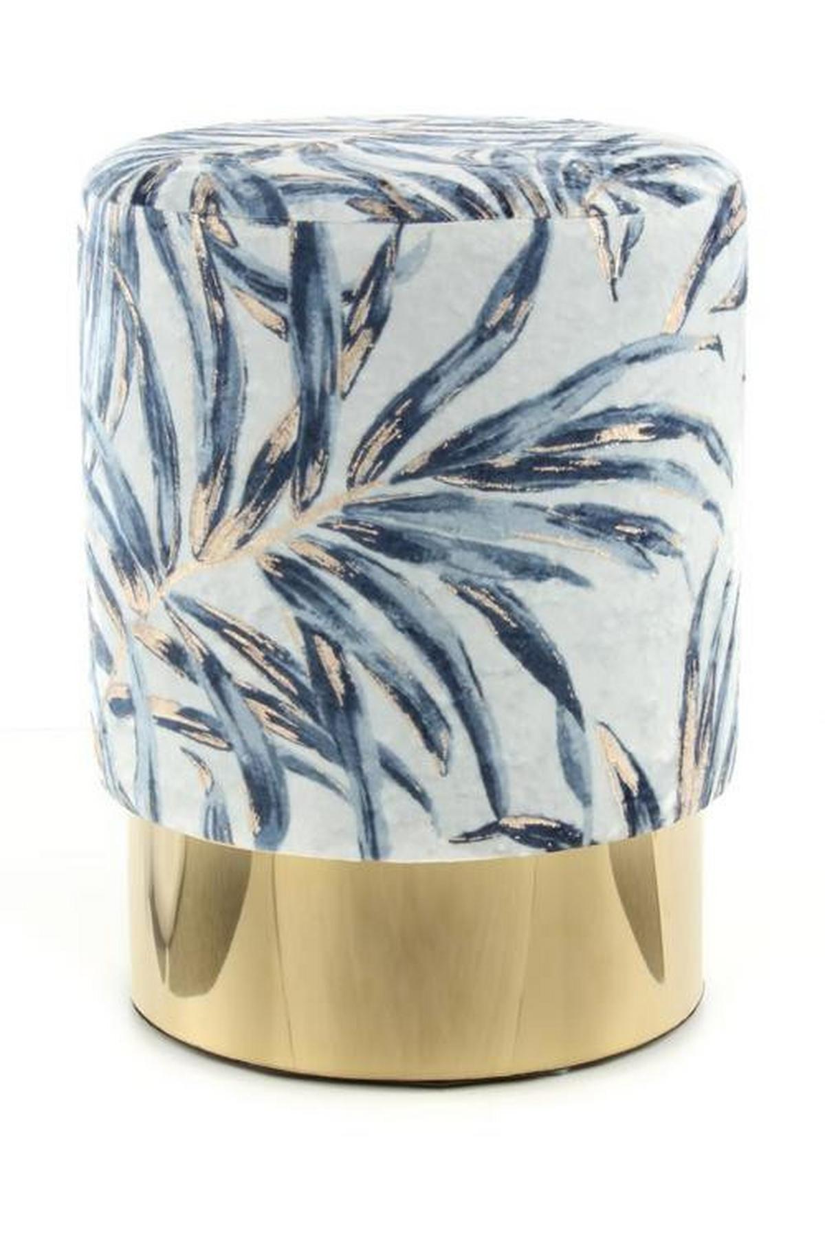 Hocker Gipsy, Blau B: 35 Cm - Blau/Goldfarben, Design, Textil (35/46/35cm) - Kayoom