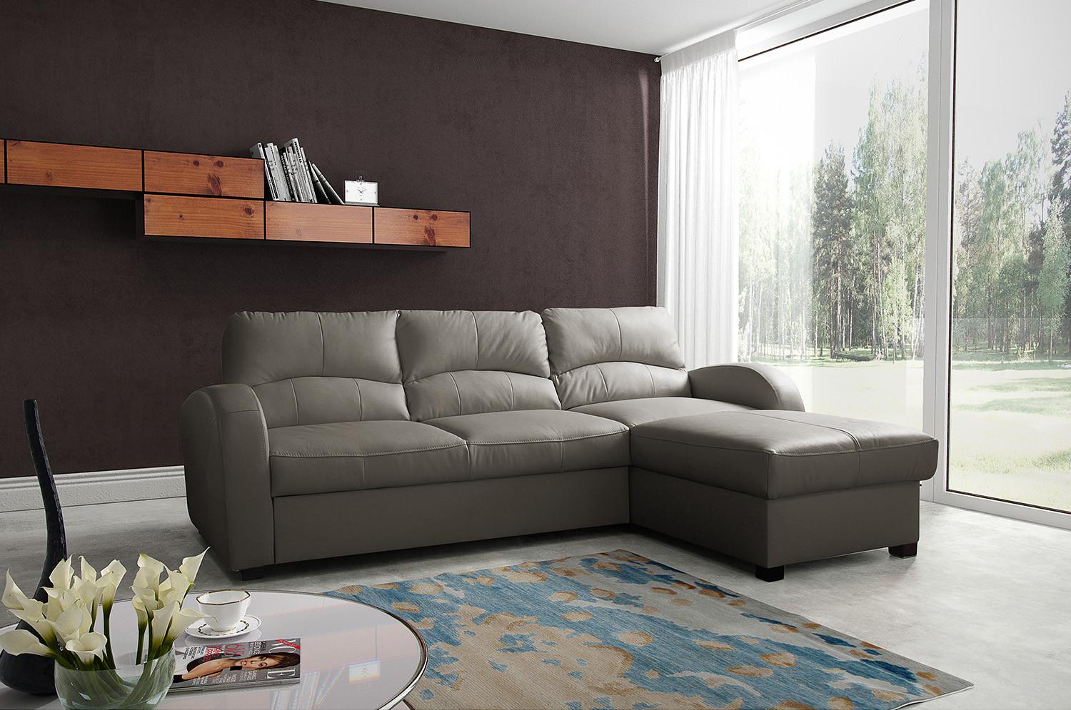 Ecksofa Tilo Schlammfarben S: 227 cm - Schlammfarben/Schwarz, Design, Leder/Textil (227/168cm) - Livetastic