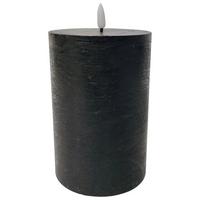 Svíčka s LED Fendy, V: 15cm - černá, plast/přírodní materiály (10/15cm) - Premium Living