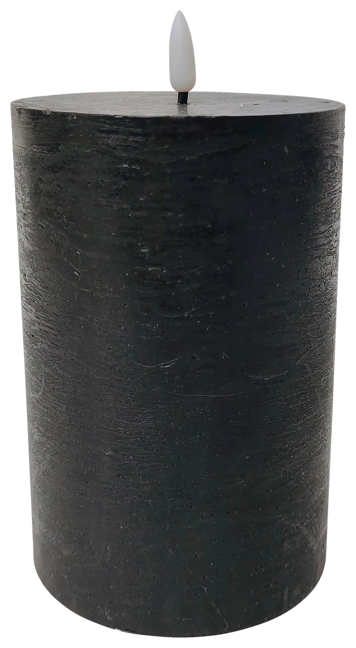 Svíčka s LED Fendy, V: 15cm - černá, plast/přírodní materiály (10/15cm) - Premium Living