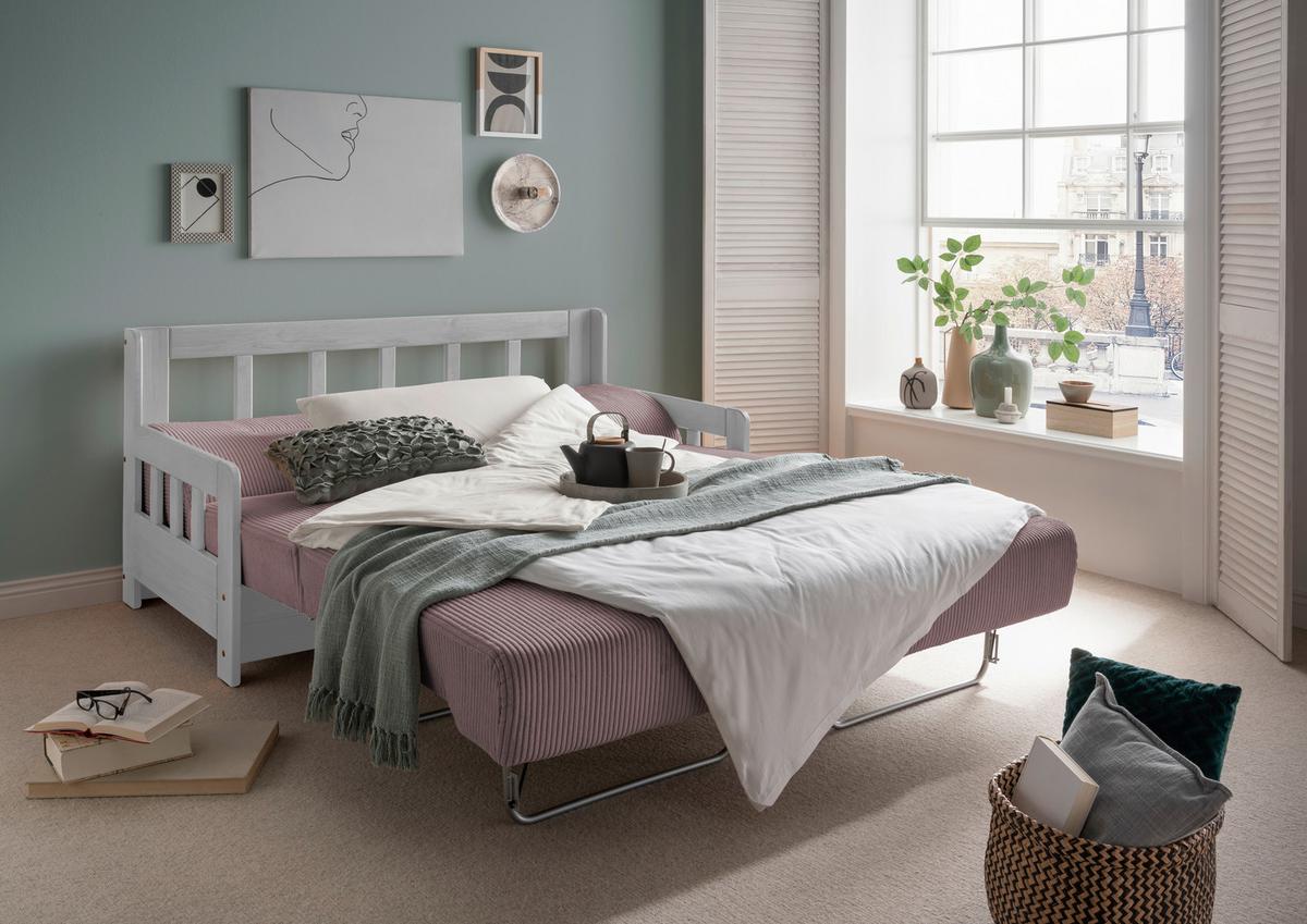 Schlafsofa Camino Weiß/Rosa B: 154 cm - Weiß/Rosa, MODERN, Holz/Textil (154/88/90cm) - Livetastic
