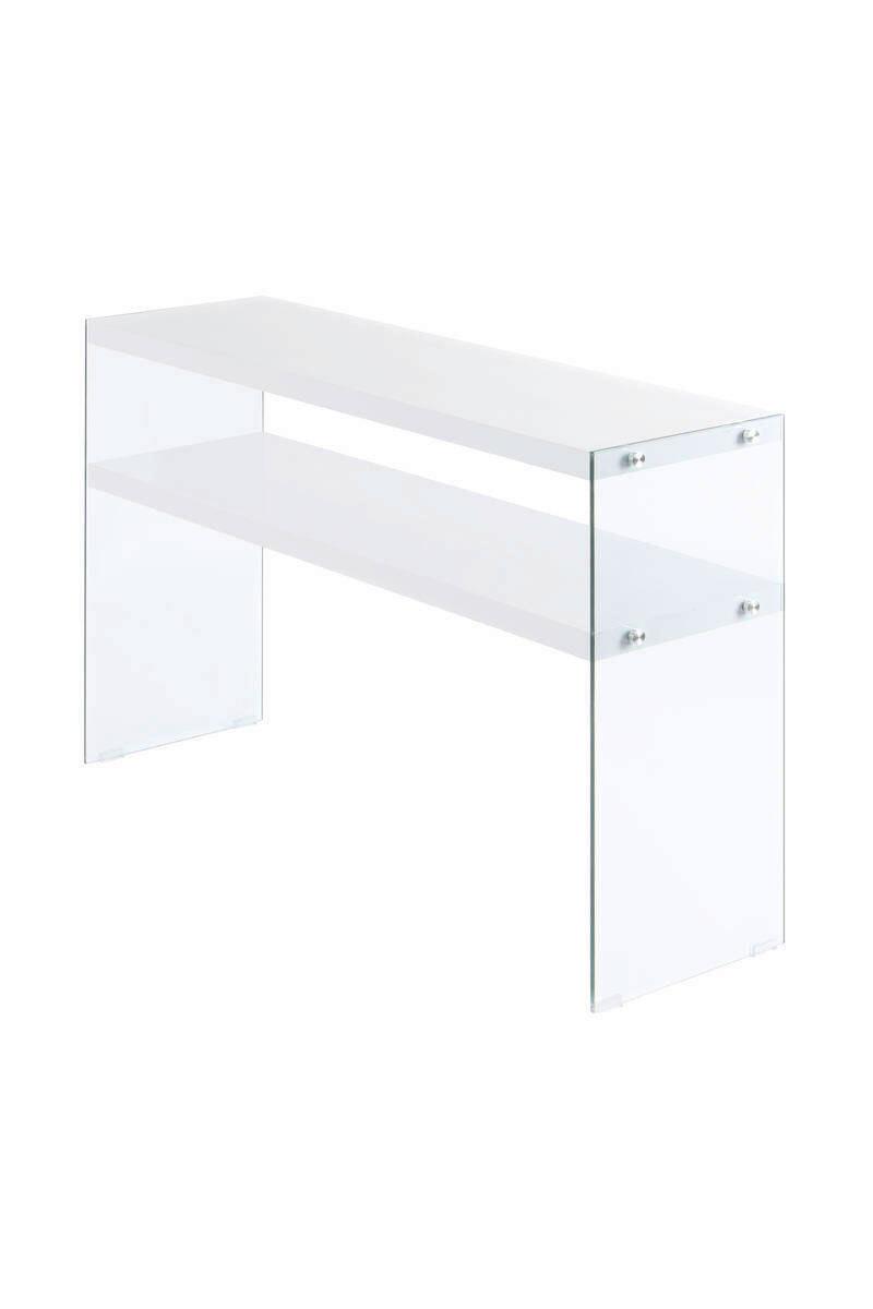Beistelltisch mit Ablage Elementary Weiß - Klar/Weiß, Basics, Glas/Holzwerkstoff (32/110/75cm) - Kayoom