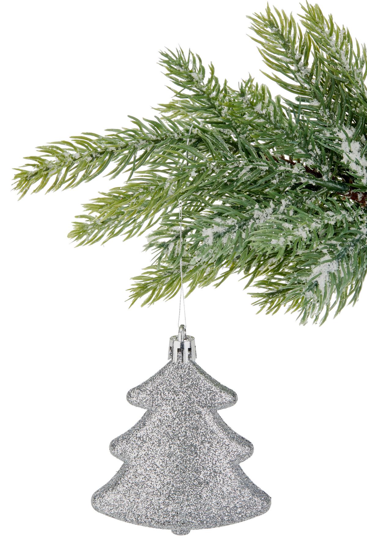 Függődísz Karácsonyfa - barna/piros, Basics, műanyag (8cm) - Luca Bessoni