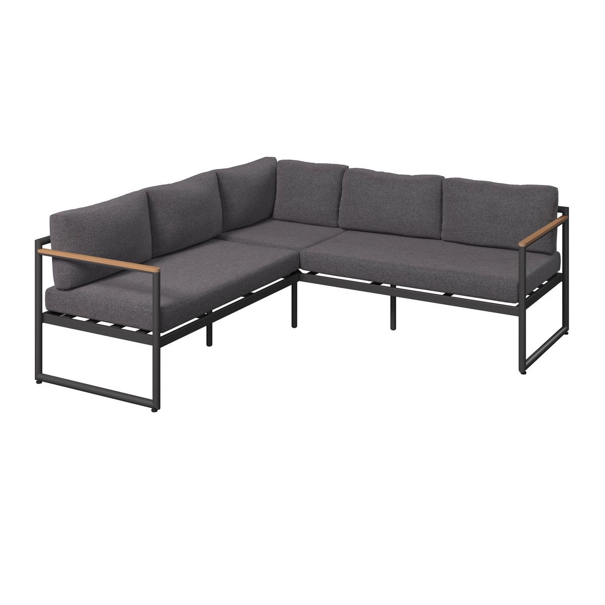 Loungegarnitur Tokio - Dunkelgrau/Naturfarben, MODERN, Kunststoff/Textil (192/192cm) - Beldano