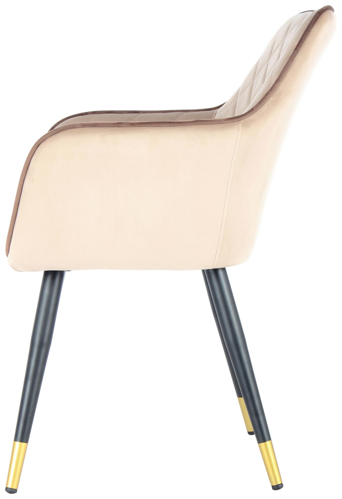 Armlehnstuhl Amino 525 - Beige/Goldfarben, MODERN, Textil/Metall (58,8/86/61cm) - Kayoom
