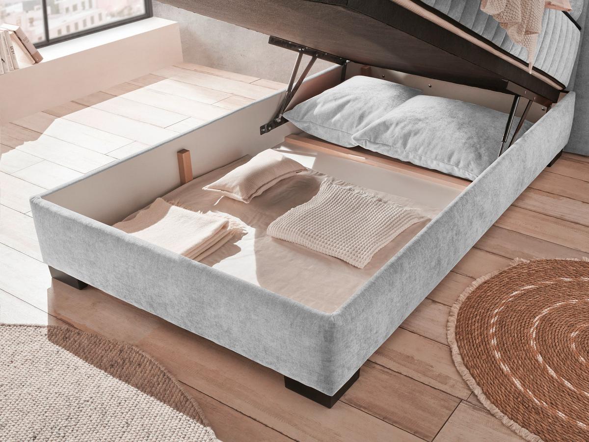 Boxbett Mit Bettkasten 120x200 Nagol - Hellgrau/Schwarz, MODERN, Holzwerkstoff/Textil (120/200cm) - MID.YOU