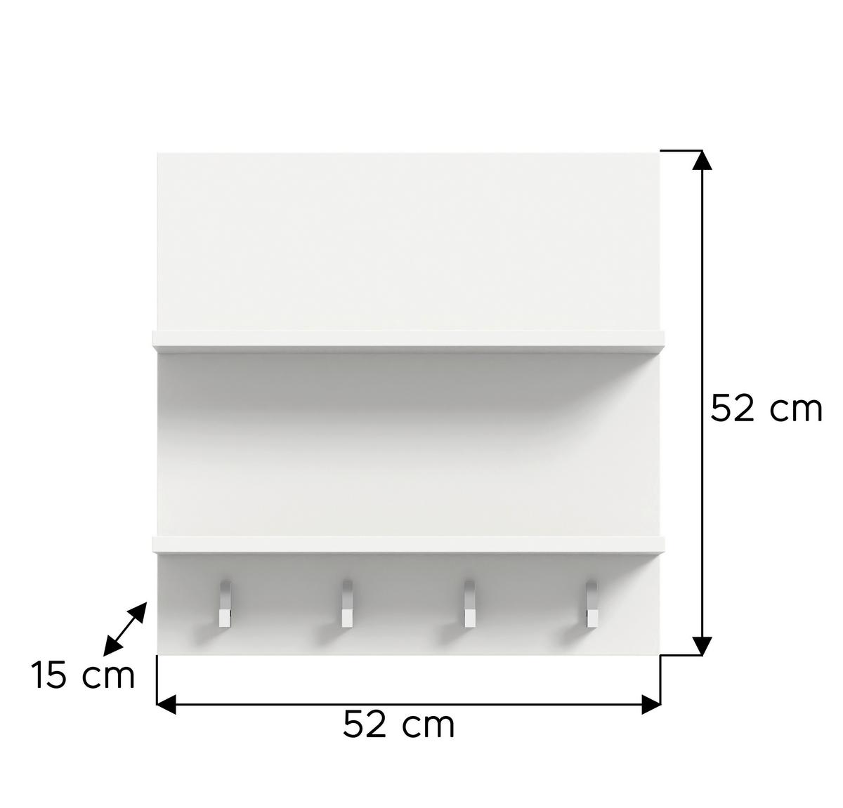 Garderobenpaneel Projekt X Weiß B: 52 cm - Weiß Hochglanz/Weiß, Design, Holzwerkstoff (52/52/15cm) - Livetastic