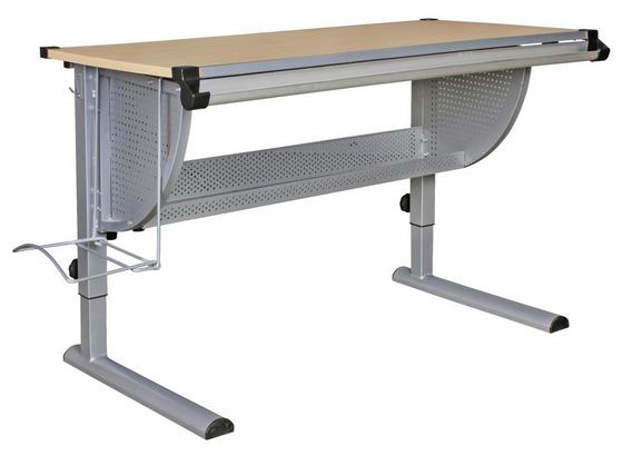 Jugendschreibtisch B: 118 cm Buche Dekor - Silberfarben/Buchefarben, Basics, Holzwerkstoff/Metall (118/60/60cm) - MID.YOU Jugendschreibtisch B: 118 cm Buche Dekor - Silberfarben/Buchefarben, Basics, Holzwerkstoff/Metall (118/60/60cm) - MID.YOU