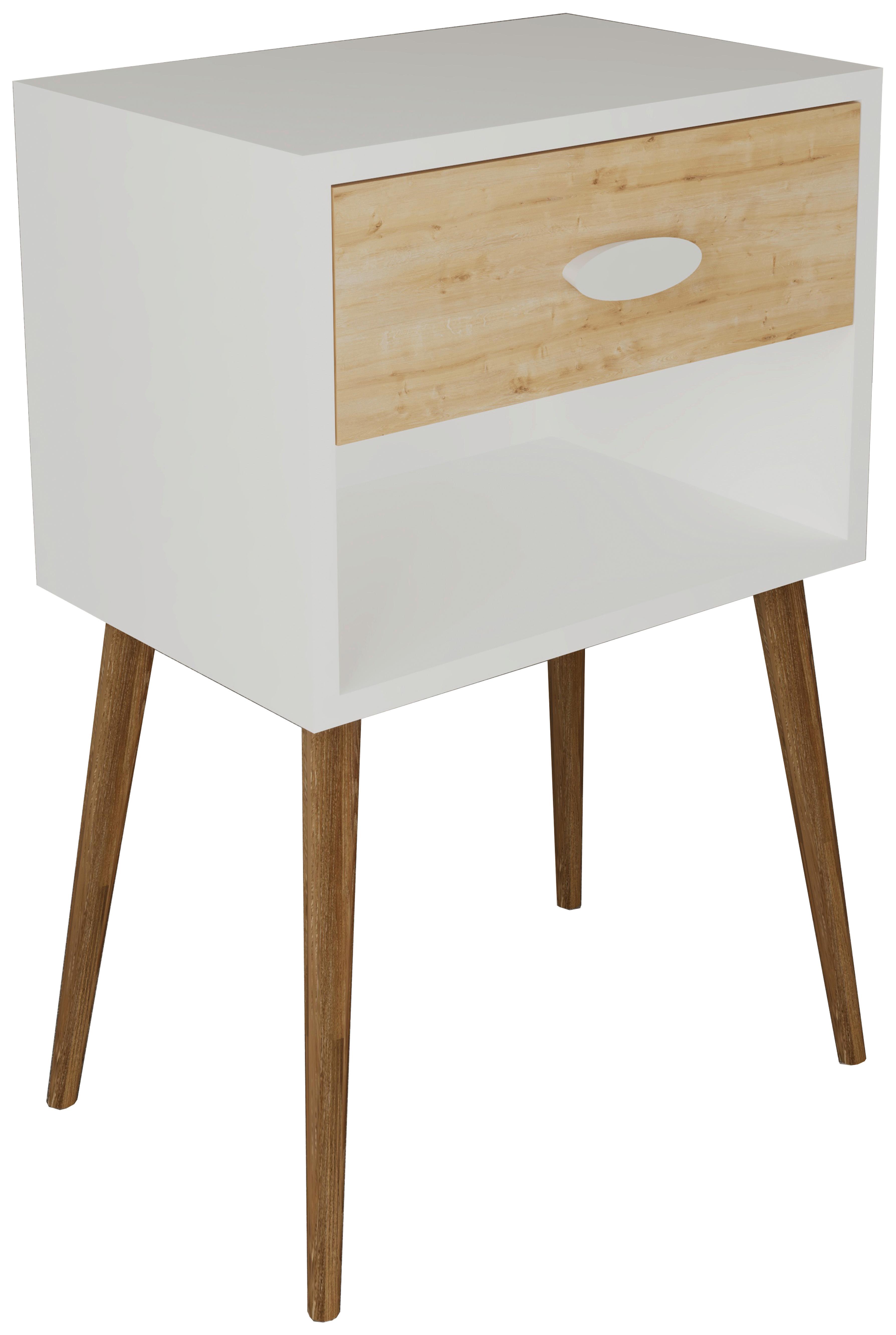 Nachkästchen Weiß/Honigeiche H: 70 cm Singol XL