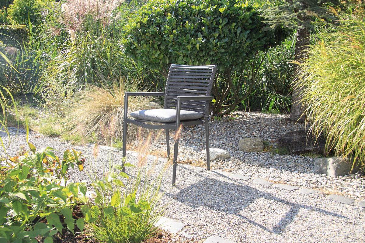 Gartensessel-Set 6-Tlg. Stapelbar New Jersey Metall - Dunkelgrau/Anthrazit, Basics, Holzwerkstoff/Kunststoff (61/57/86cm) - Acamp