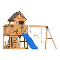 Spielturm mit Rutsche Blau - Blau/Anthrazit, Basics, Holz/Kunststoff (435/410/305cm) - Ambia Garden